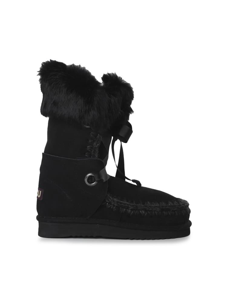 Mou Lace And Fur Eskimo Boots in Black | Lyst