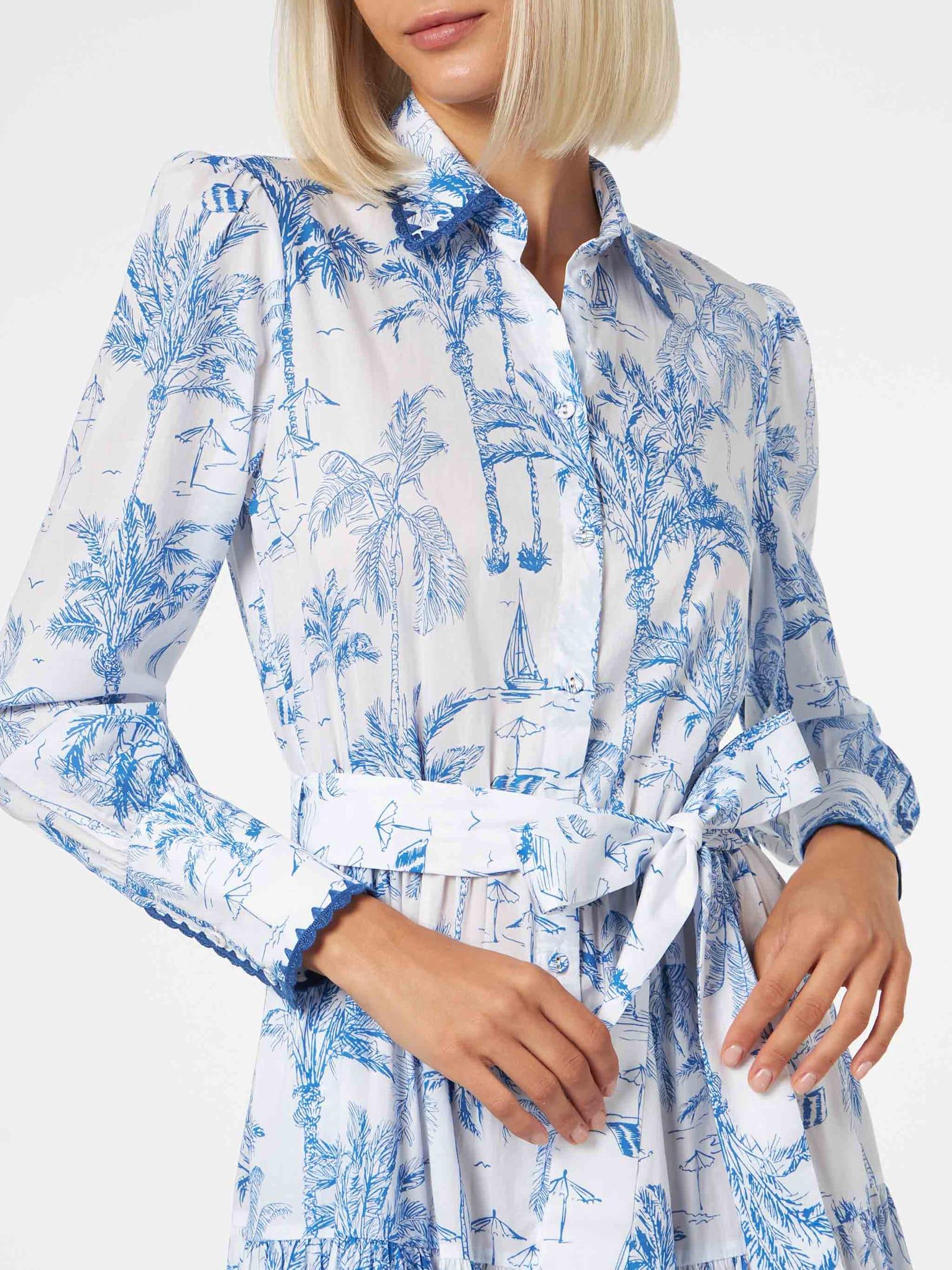 Mc2 Saint Barth Long Dress With Toile De Jouy Print in Blue Lyst UK