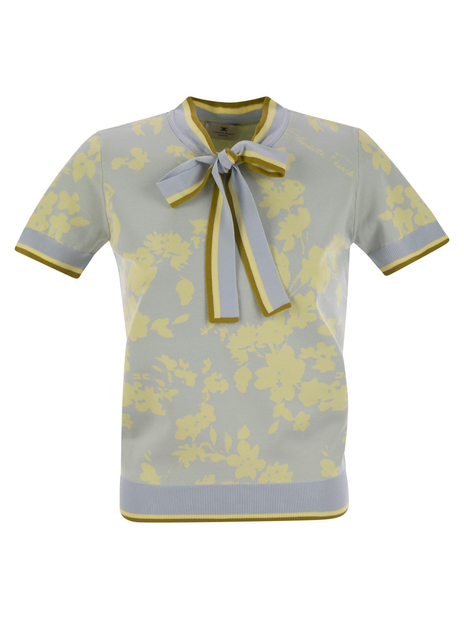 ワンピース ELISABETTA FRANCHI Knitted dress in floral jacquard Dress Elisabetta Franchi white jacquard | H-Brands