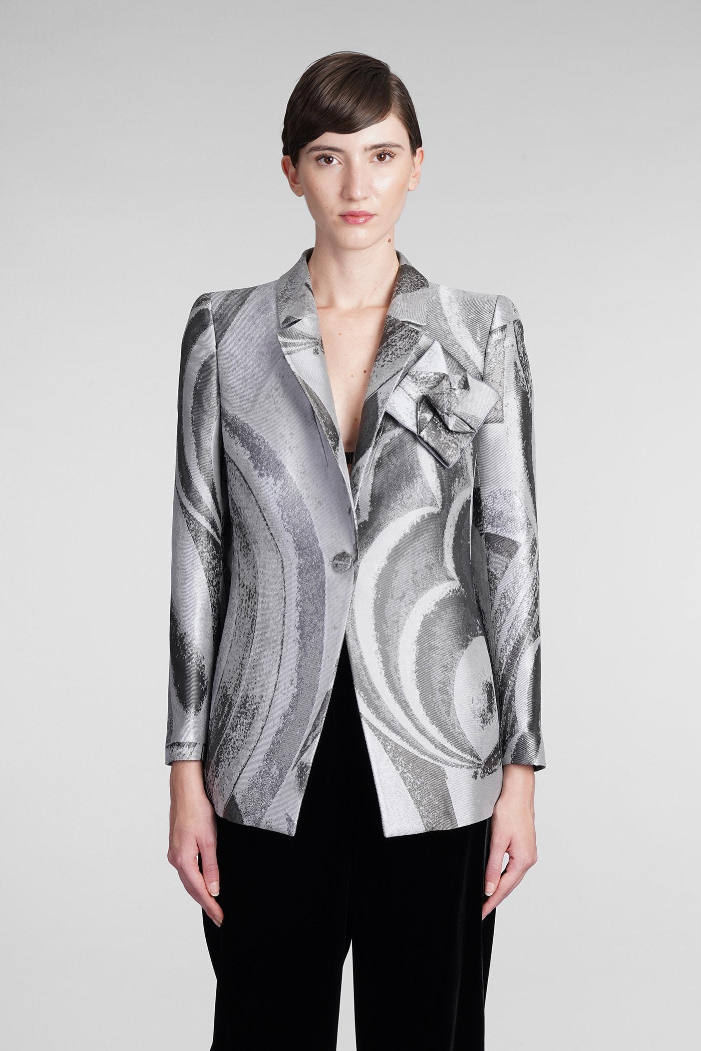 Giorgio Armani Blazer In Grey Silk in Gray Lyst