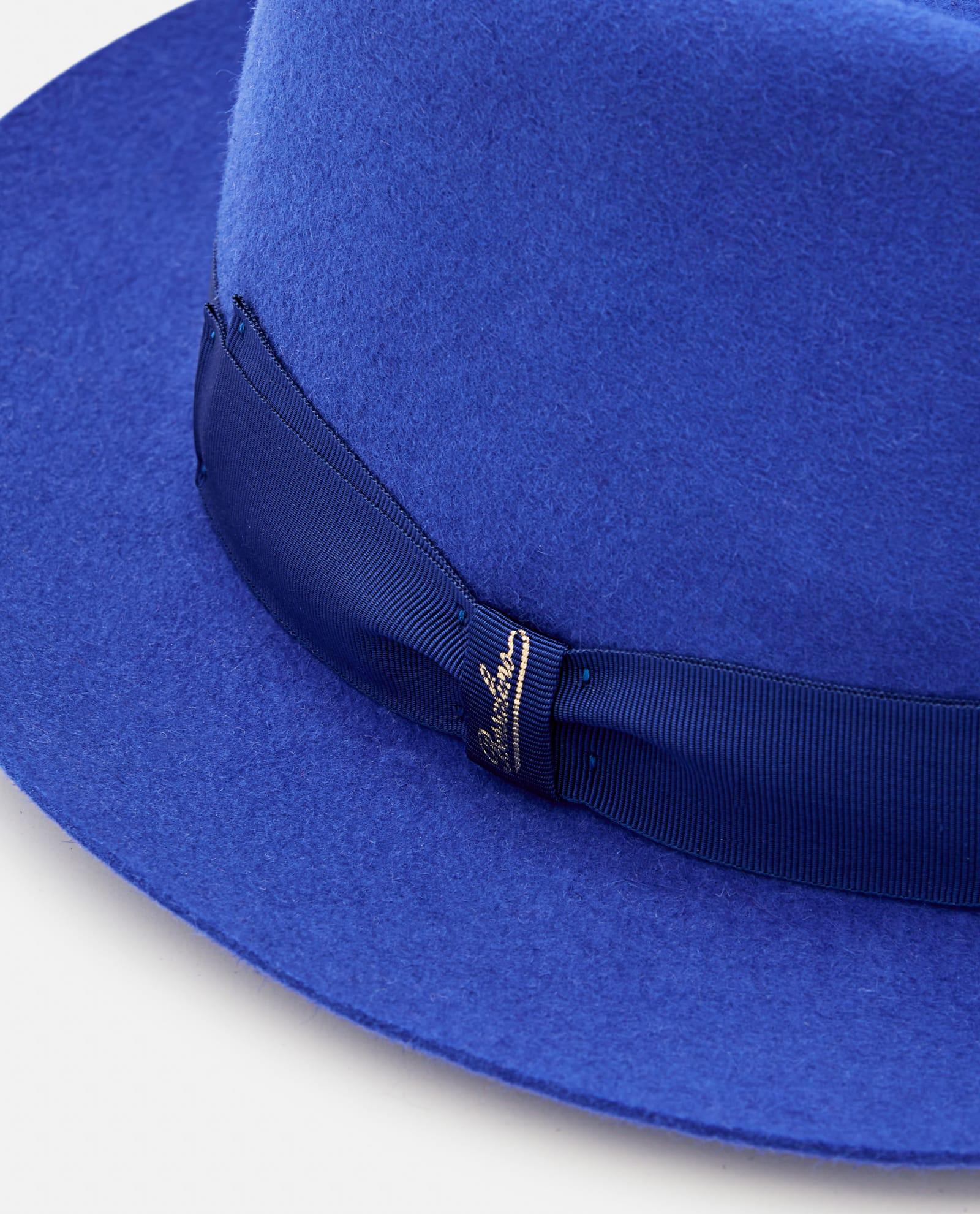 Borsalino Brushed Felt Short Brim Fedora Hat in Blue | Lyst