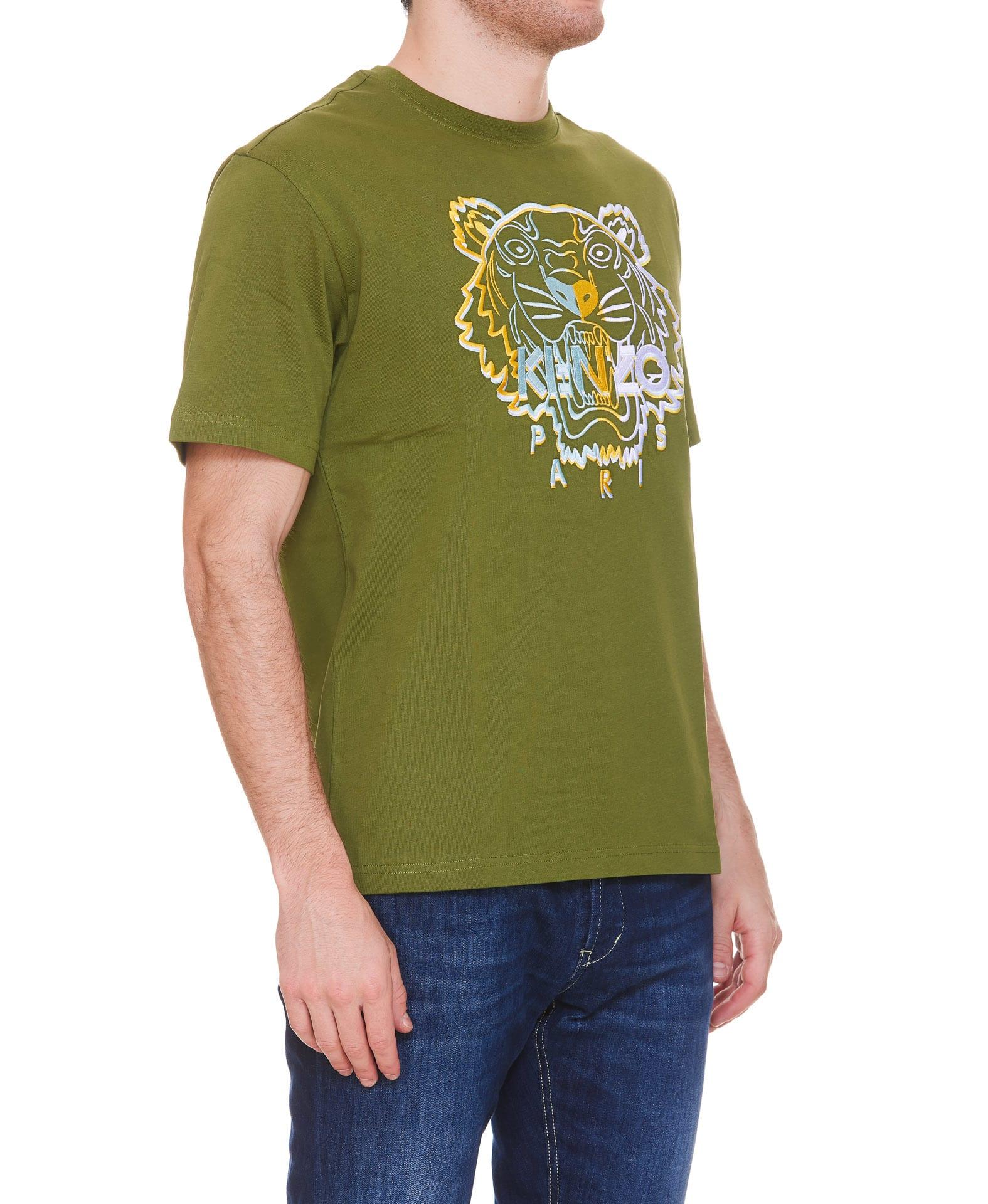 KENZO Tiger Logo T shirt in Green for Men Lyst