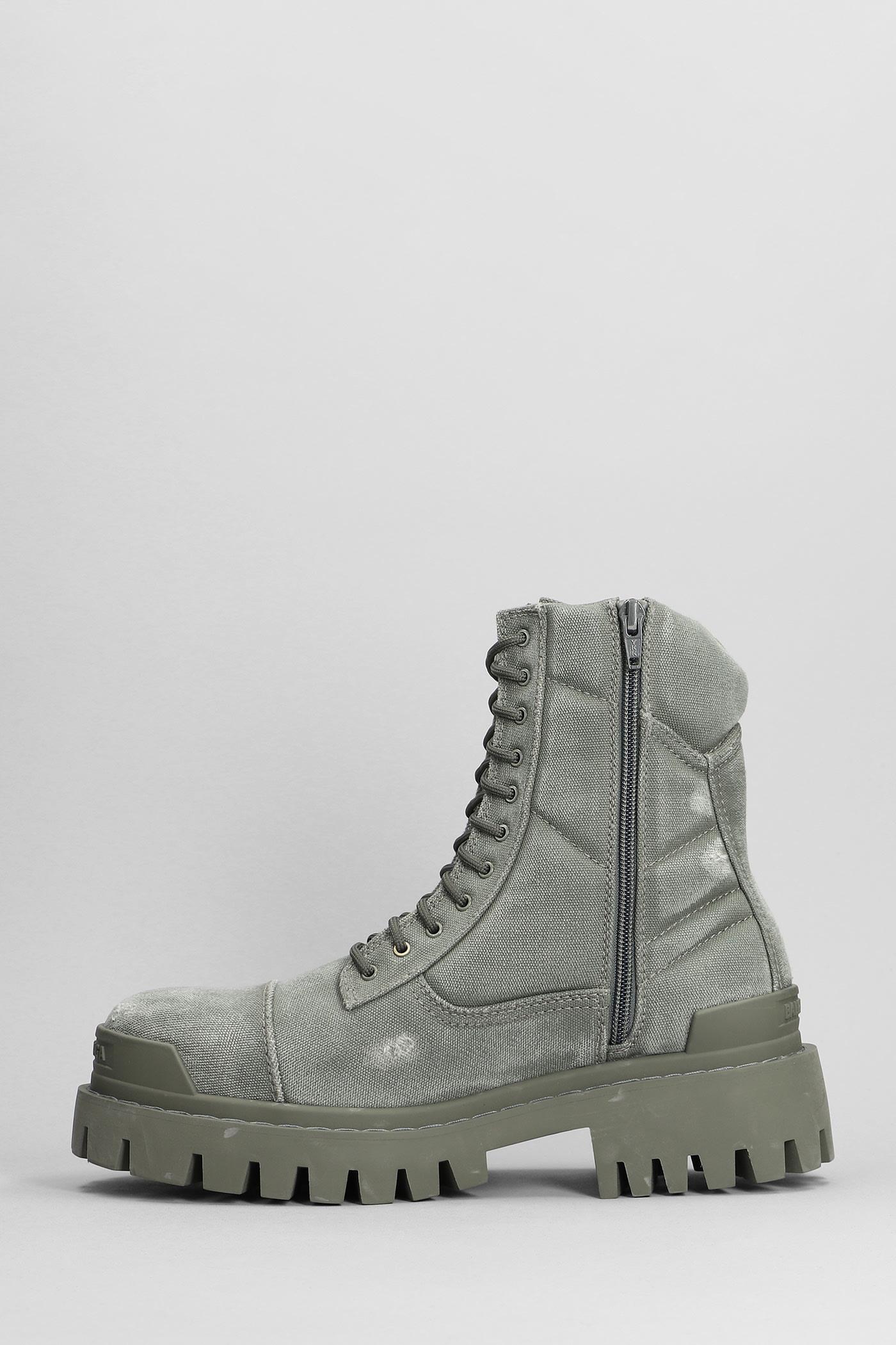 Balenciaga Combat Strike Combat Boots In Cotton in Gray for Men Lyst