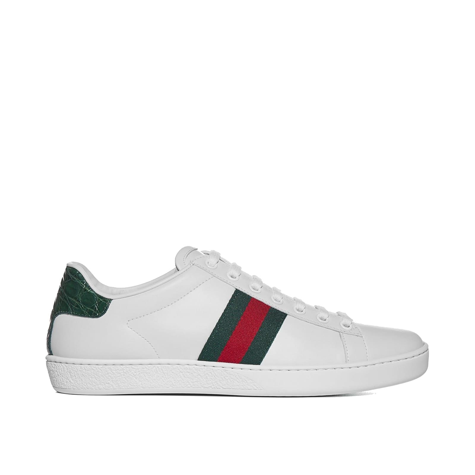 Gucci Leather Ace Sneakers in White | Lyst