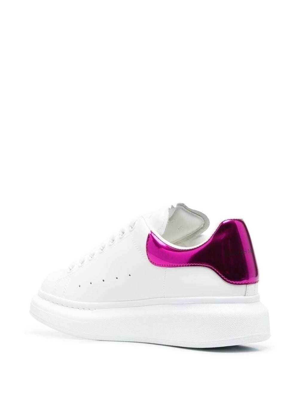 Alexander McQueen Sneakers With Platform And Metallic Fuchsia Heel Tab In  Leather in White