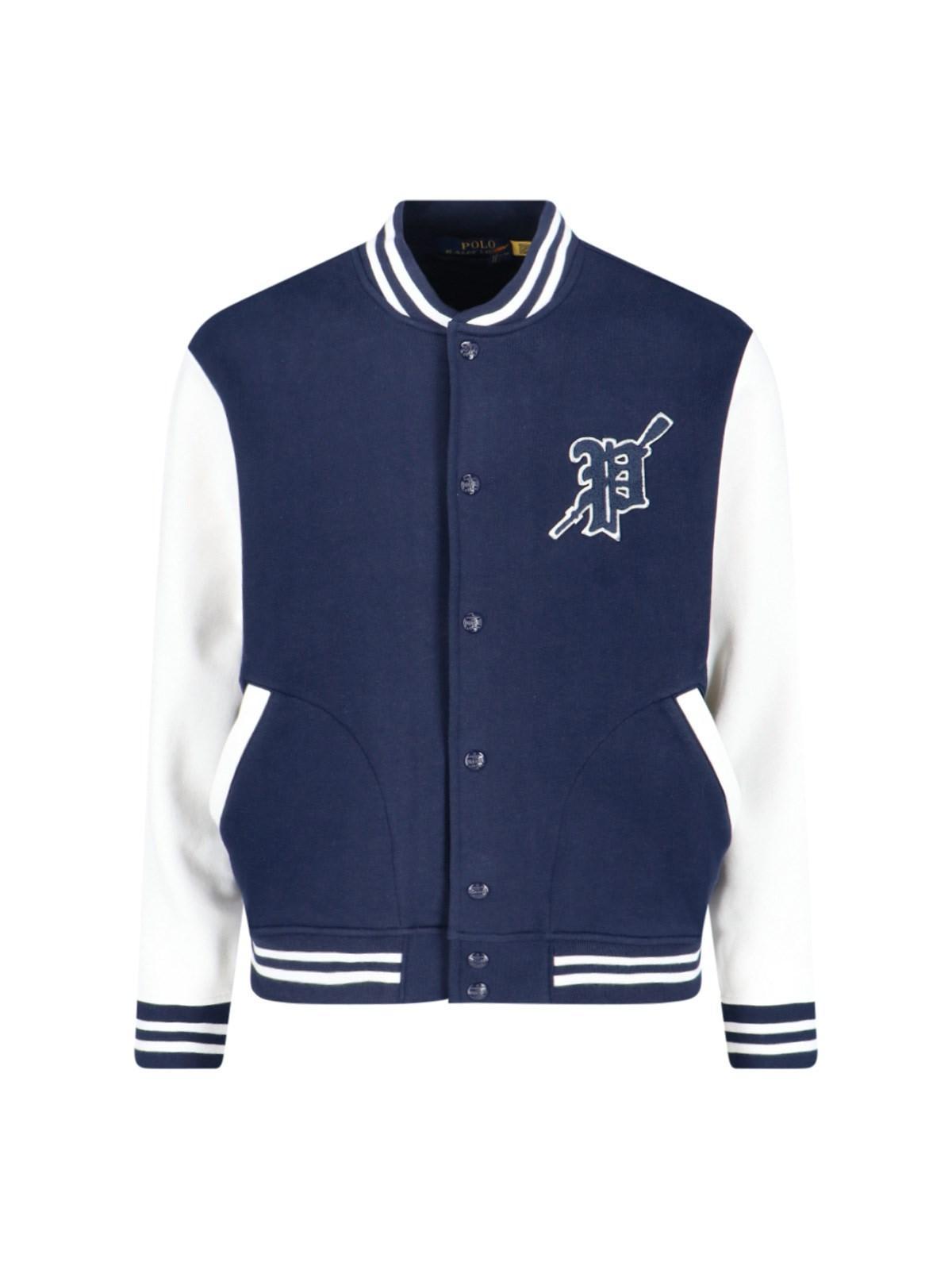 Blue and white polo jacket hotsell