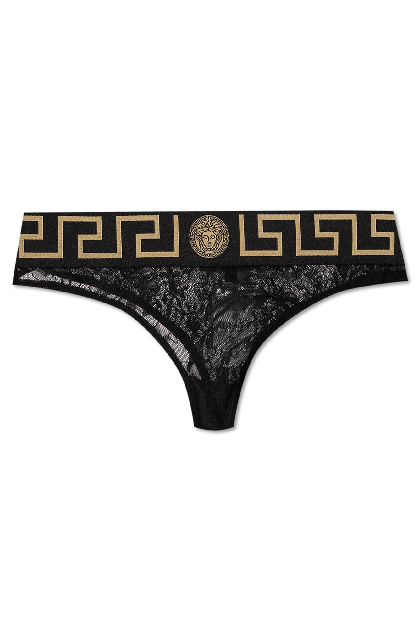 ショーツ VERSACE Women Underwear AUD01042 1A10011A1008 BLACK Greca Border Thong | VERSACE US