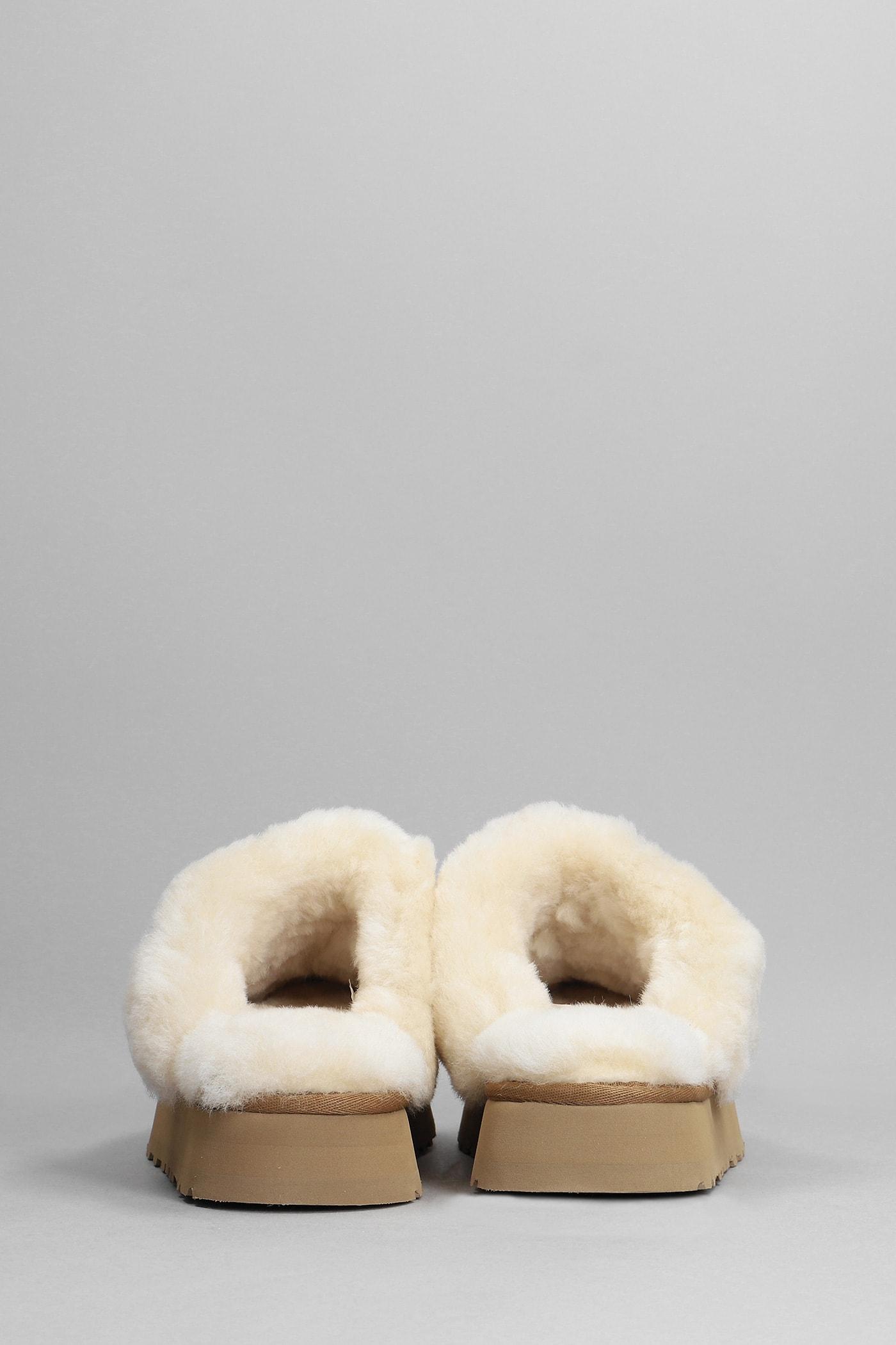 UGG Disquette Slipper-mule In Leather Color Suede in Gray | Lyst