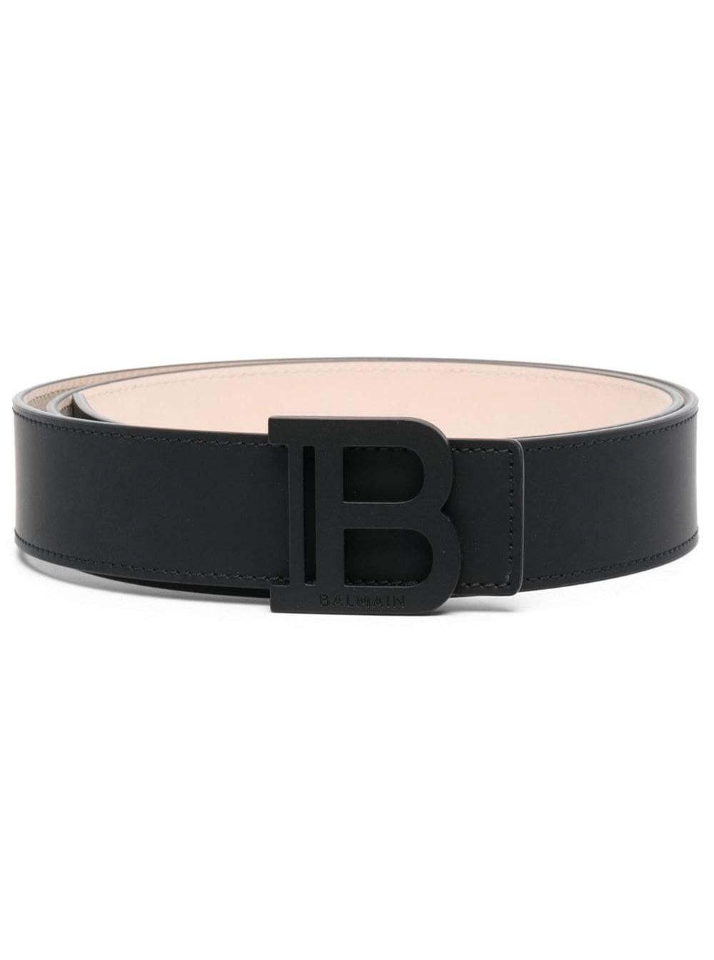 Balmain Black Belt With Tonal B Logo Belt In Smooth Leather for Men | Lyst