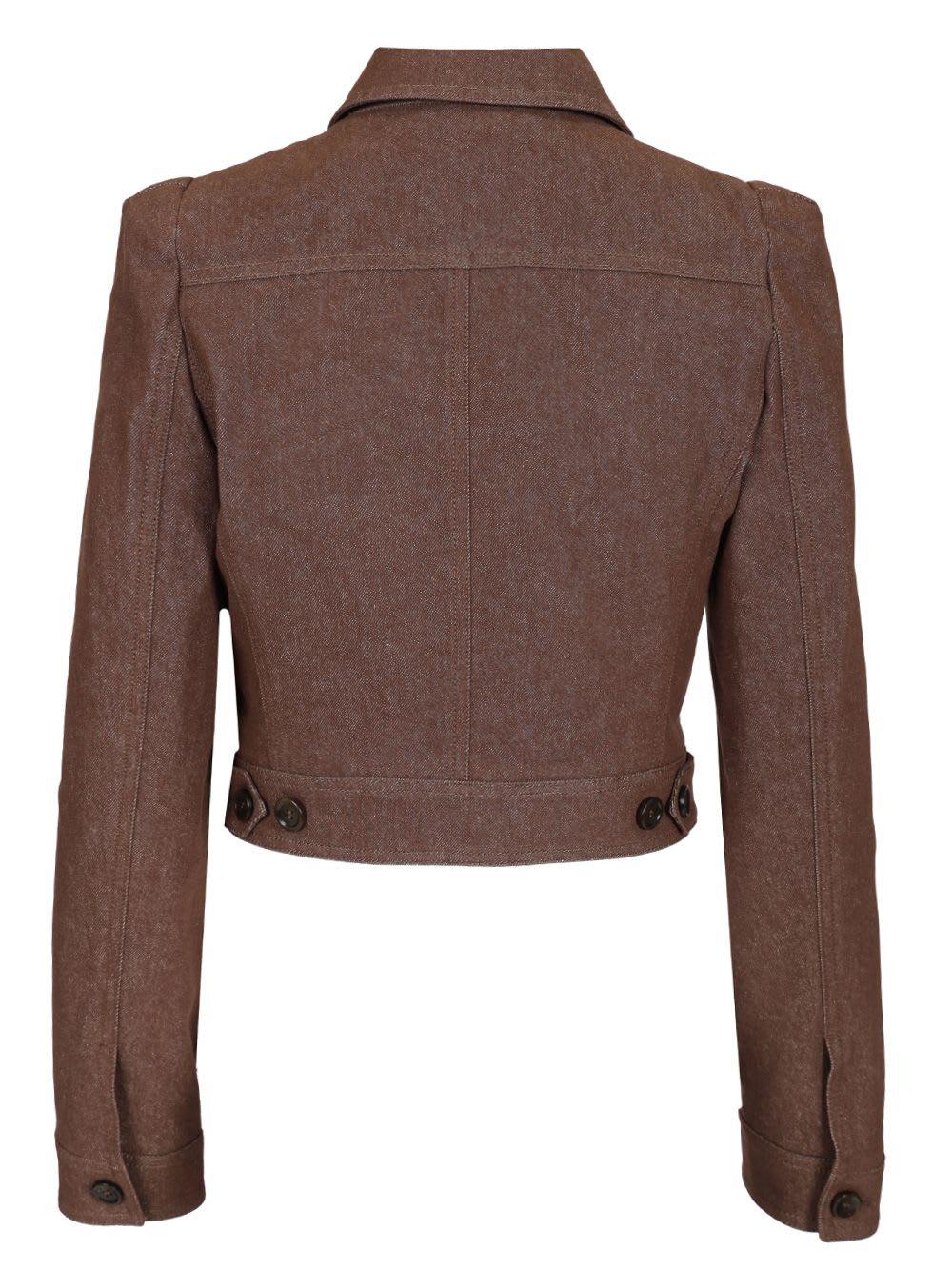 スーツ Max Mara CARPA - Denim-effect crop jacket Denim-effect cropped jacket, brown | 