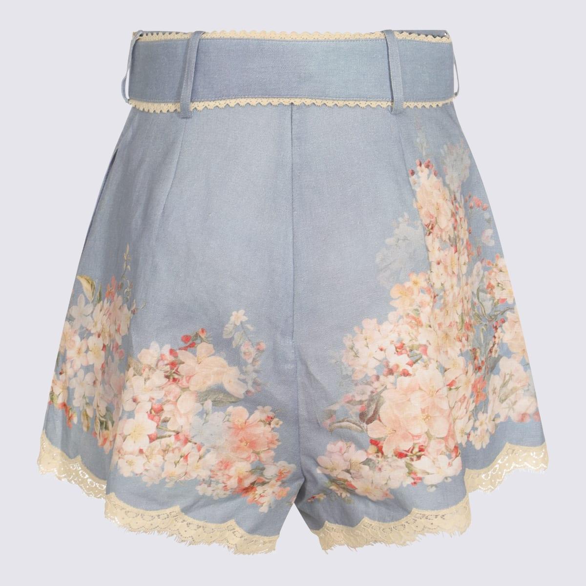 ショートパンツ ZIMMERMANN Blue/cream Ascension shorts with floral print Ascension Short | ZIMMERMANN | elysewalker