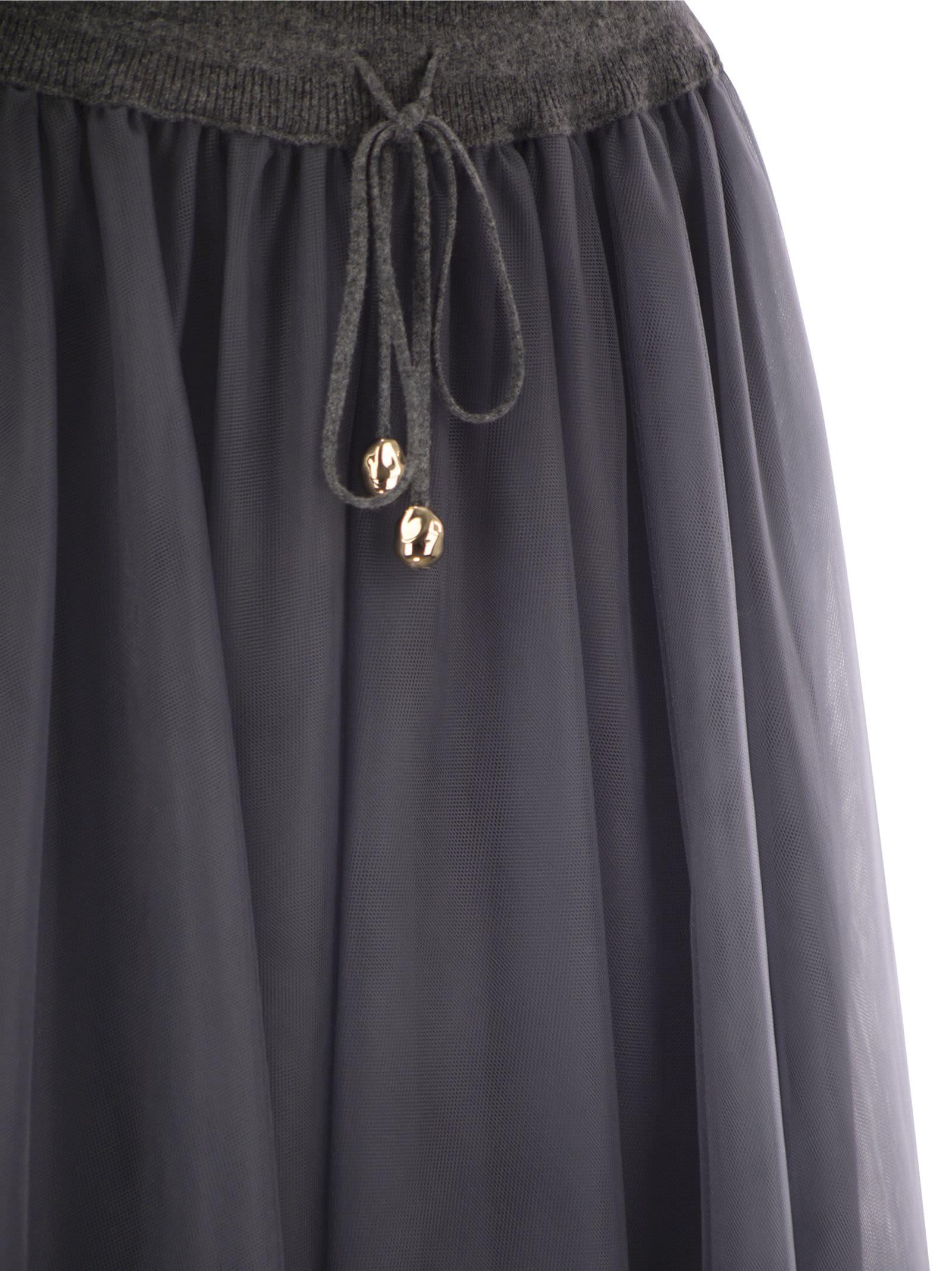Fabiana Filippi Tulle Midi Skirt in Grey | Lyst UK