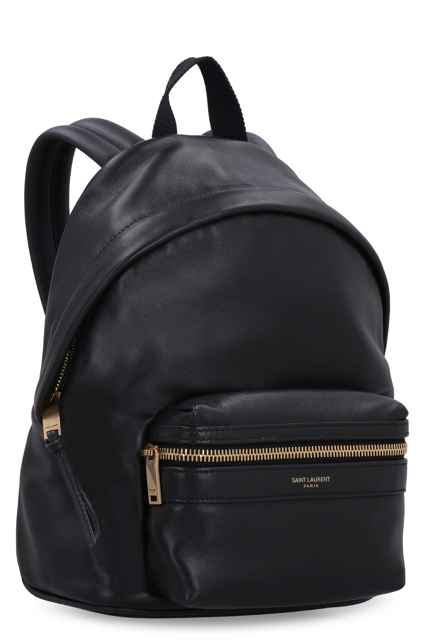 Saint Laurent City Leather Backpack - Black