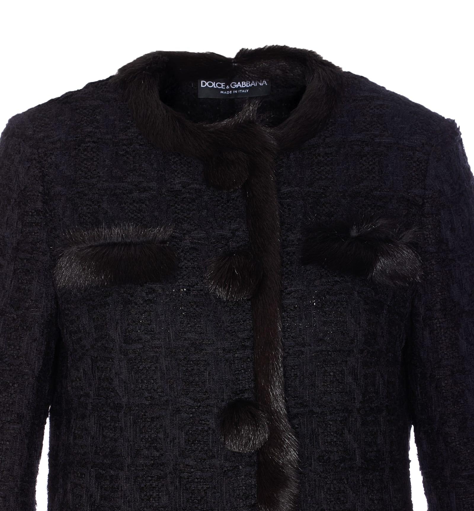 Dolce & Gabbana Single Breasted Tweed Jacket in Blue | Lyst