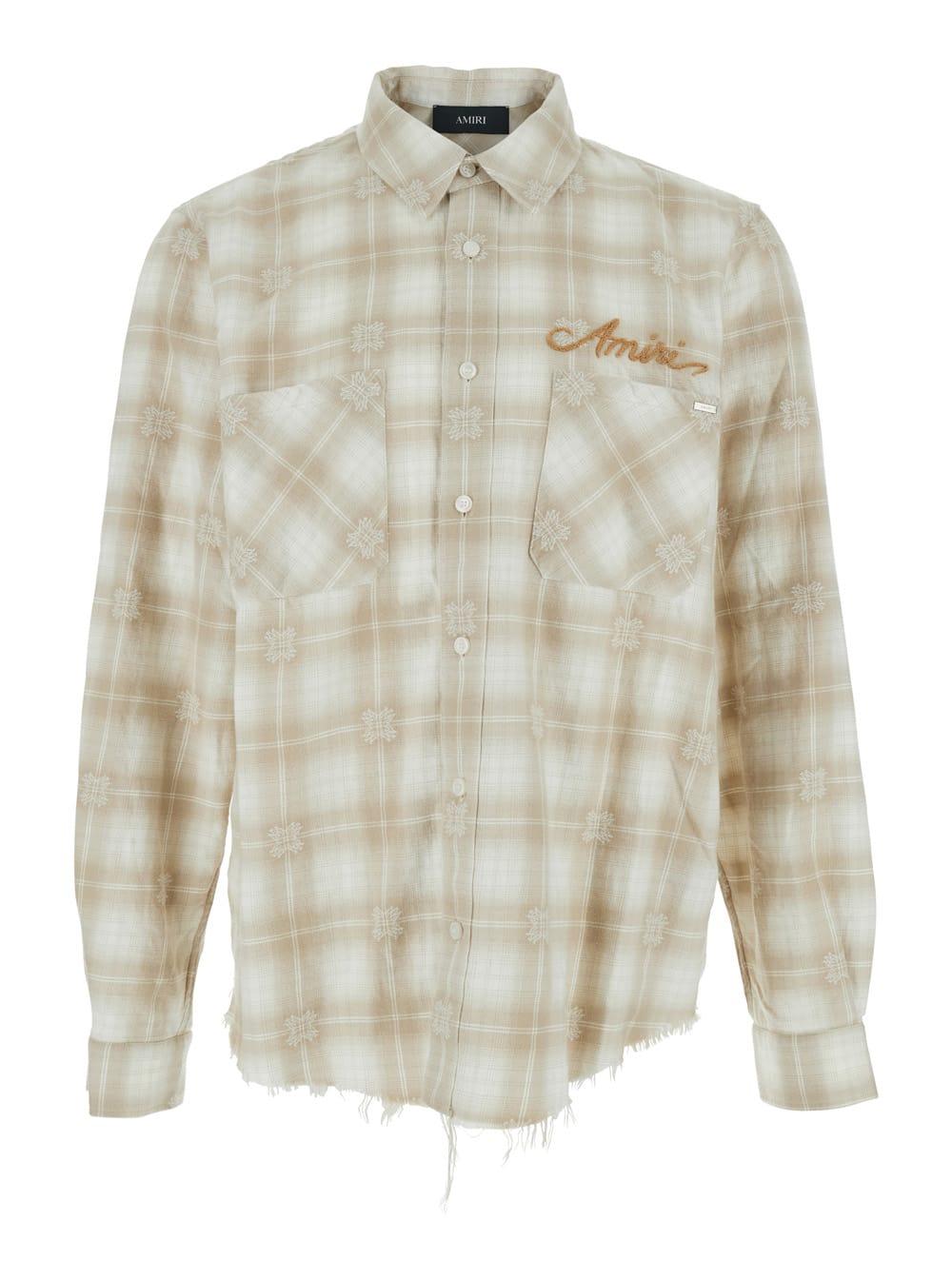 Tシャツ・カットソー AMIRI Amiri Bleach Patch Flannel Bandana Shirt BLEACH BANDANA PATCH FLANNEL - Light Camel | AMIRI