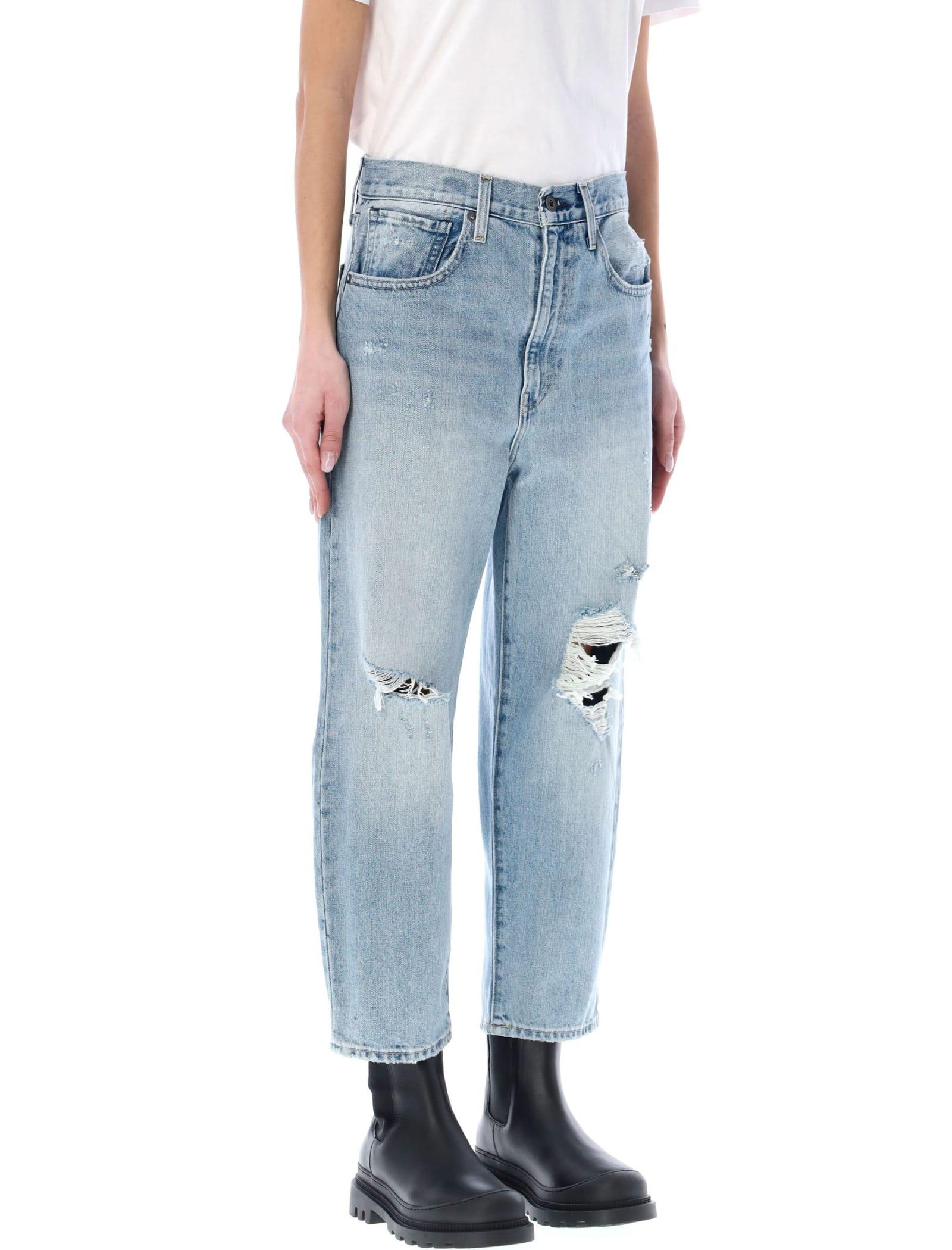 Levi's Barrel Crop Jeans in Blue | Lyst