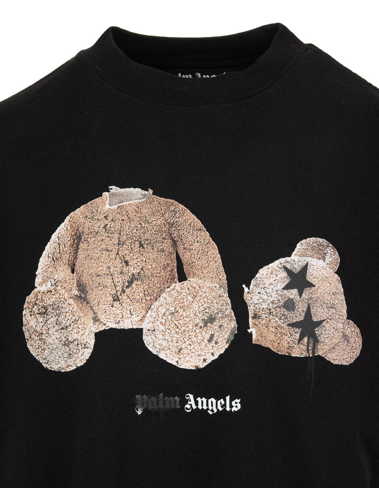 Palm Angels Man Black T-shirt With Star Eyes Teddy Print for Men | Lyst