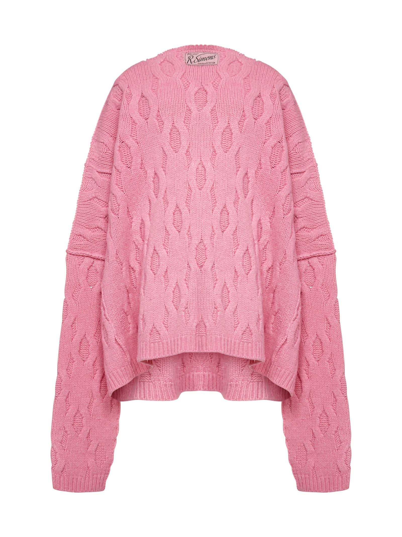 Raf Simons Oversized Cable-knit Mohair Sweater in Pink for Men | Lyst