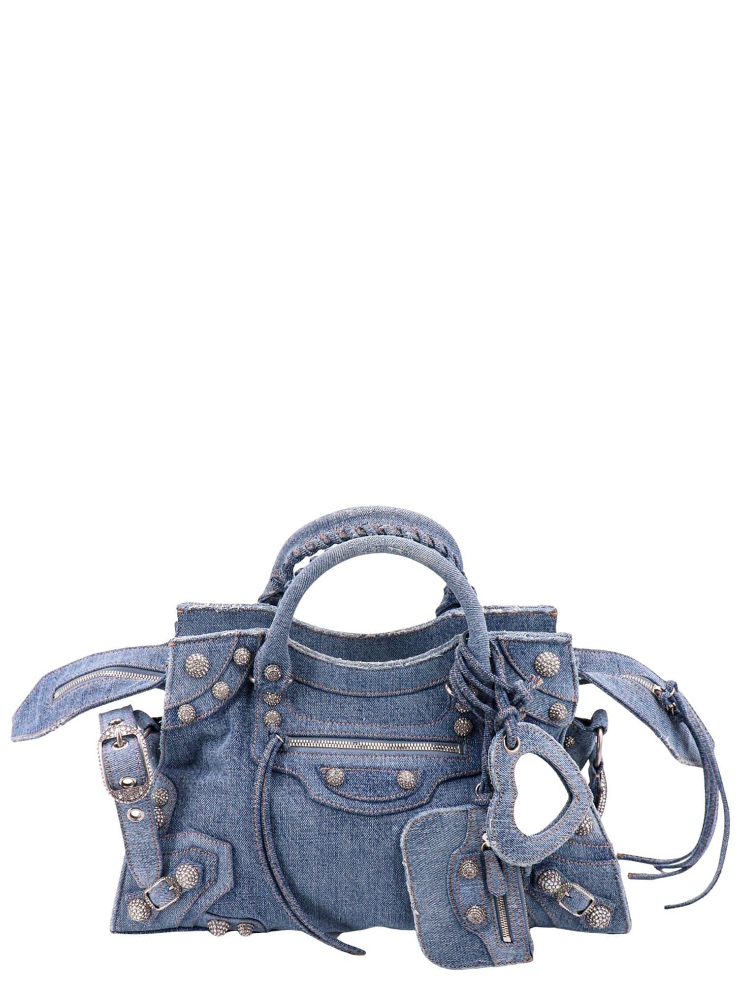 Balenciaga Women's Neo Cagole City Handbag in Denim - Blue One-Size
