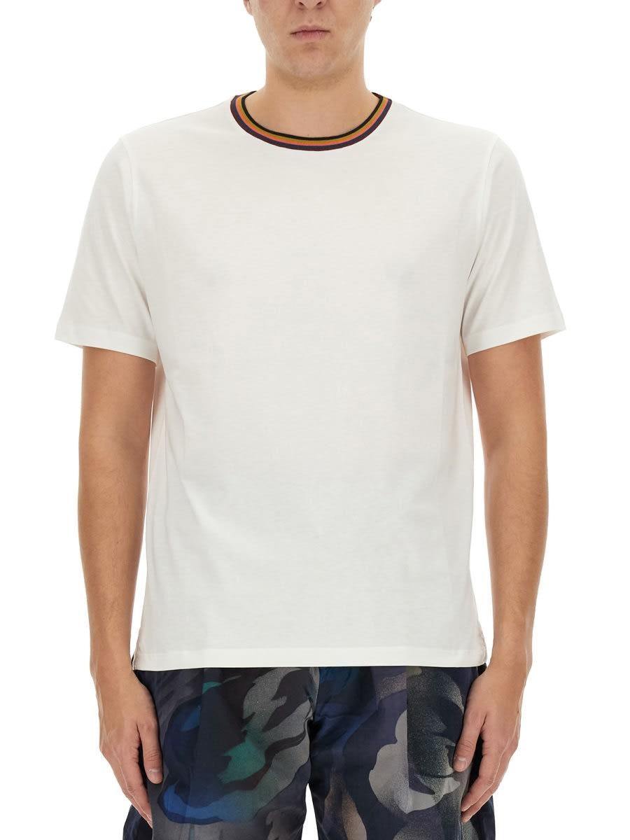【関税&送料込】Paul Smith Stripes Logo Collar T-Shirt Paul Smith Stripes Logo Collar T-Shirt in White for Men | Lyst