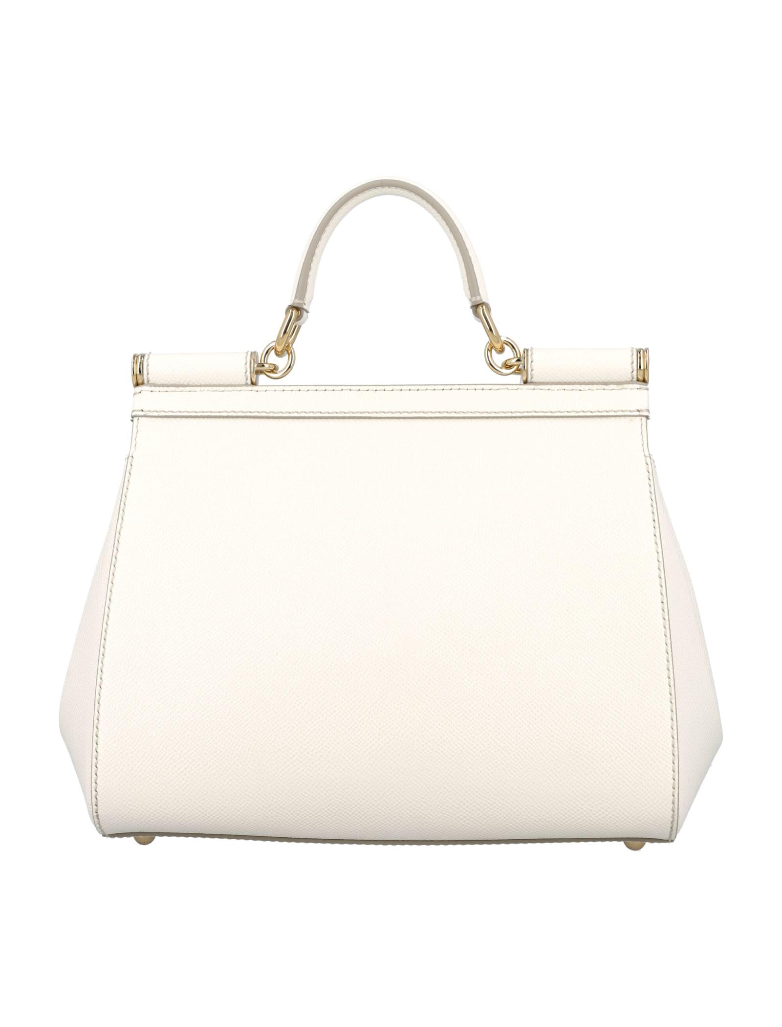 Medium Sicily handbag in dauphine leather in White