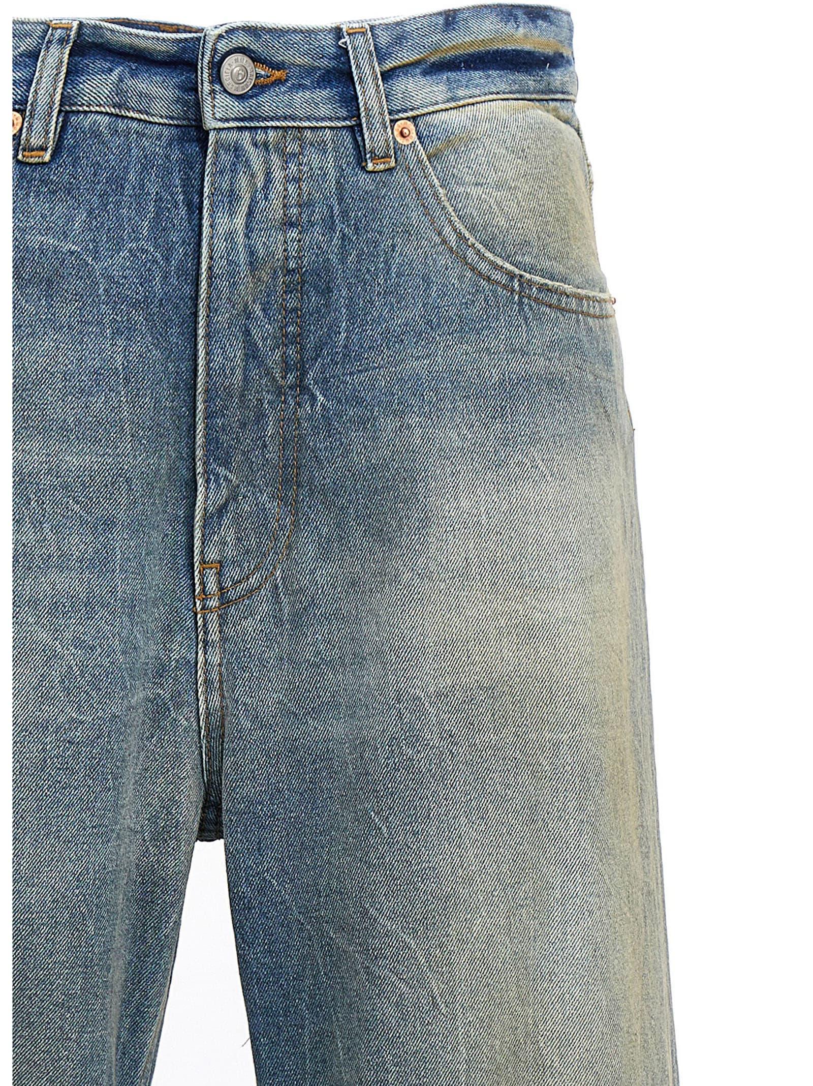 MM6 Blue Pintuck Flared Jeans メゾンマルジェラ high-waisted pleated shorts Bianco - Blue Flared jeans MM6