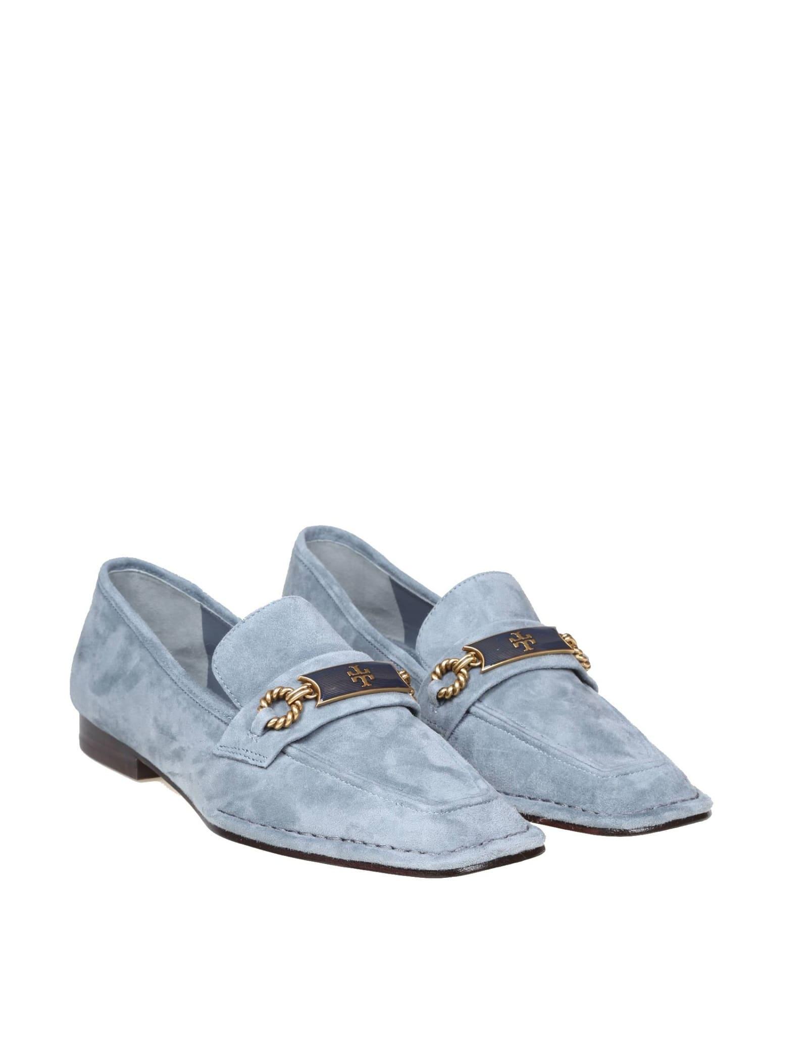 Tory Burch Perrine Loafer In Light Blue Suede | Lyst