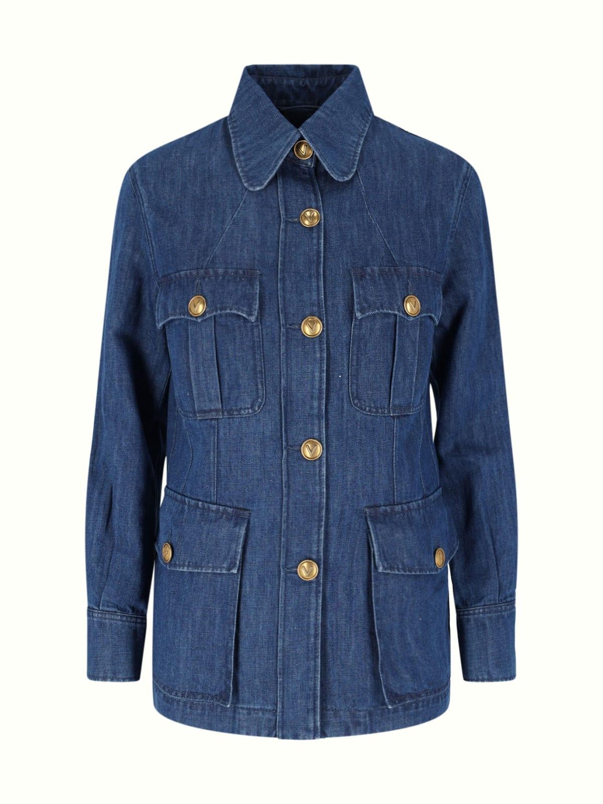 ジャケット VALENTINO GARAVANI SOLID SAHARIANA IN DENIM Valentino Garavani Sahariana Denim Jacket | Blue | FARFETCH TW