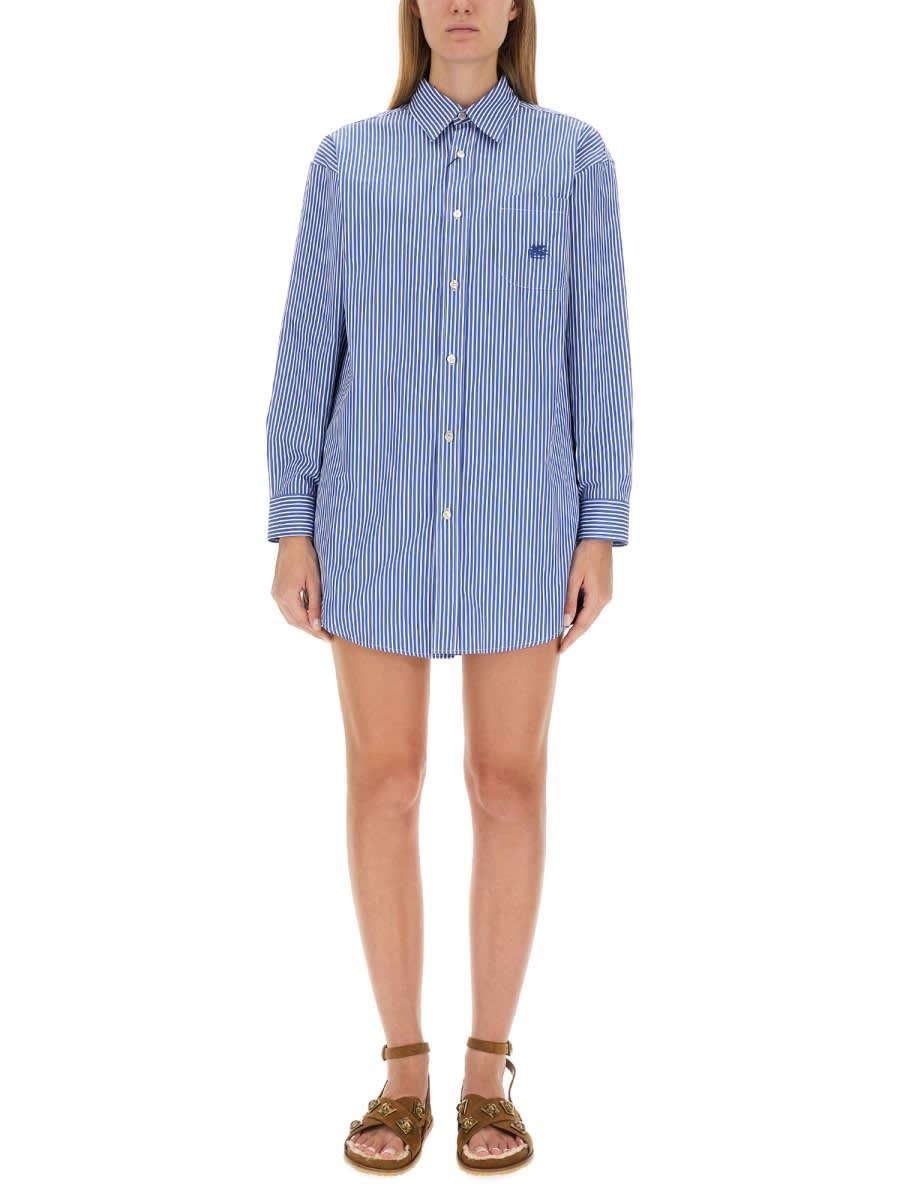 【関税&送料込】Etro Light Blue Cotton Oversize Shirt Etro Light Blue Cotton Shirt | italist