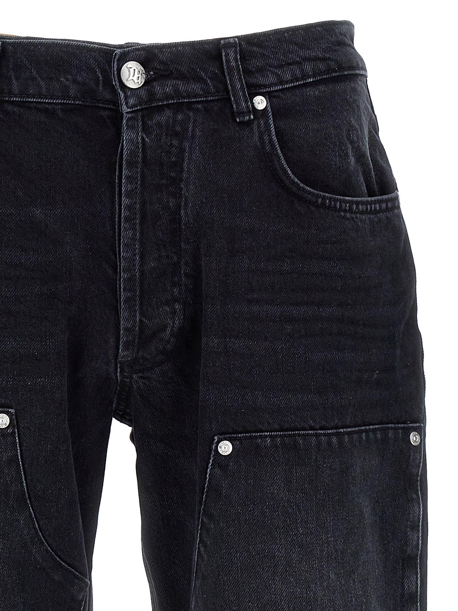 MISBHV Denim Monogram Carpenter Trousers Men Jeans Black in Size:M