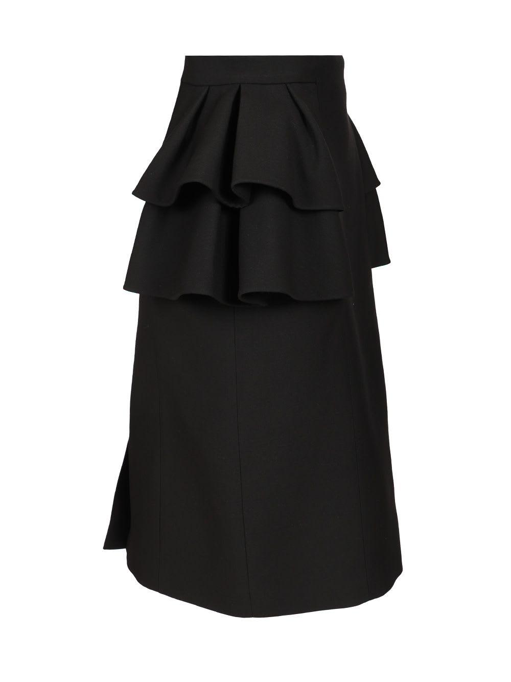 スカート Valentino Skirts Black Valentino Garavani Crepe Couture Midi Skirt with Logo