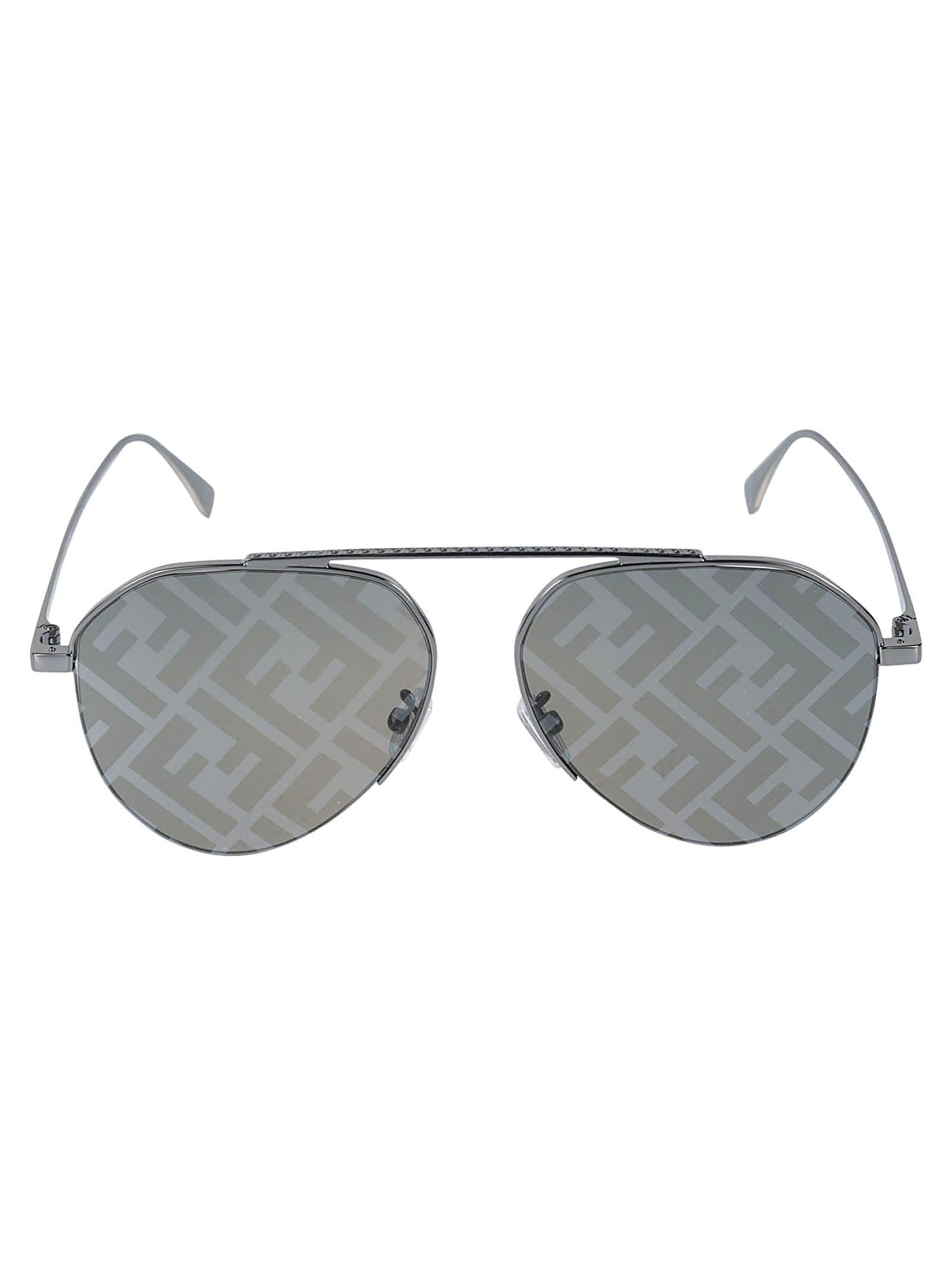 Fendi Aviator Logo Monogram Sunglasses in Gray | Lyst