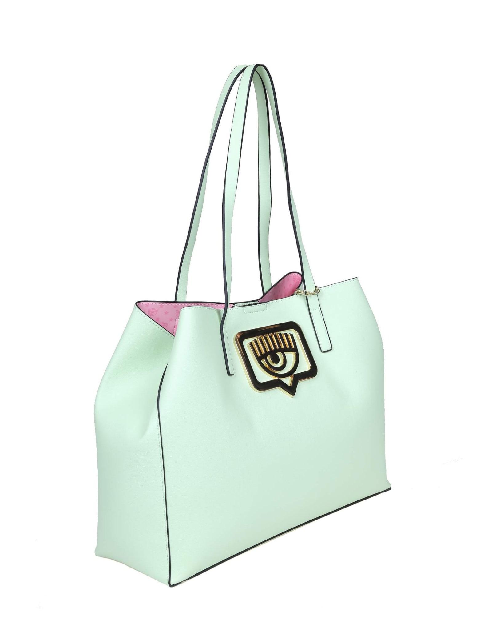 Chiara Ferragni Eyelike Bag In Sage Green Faux Leather - Save 17 