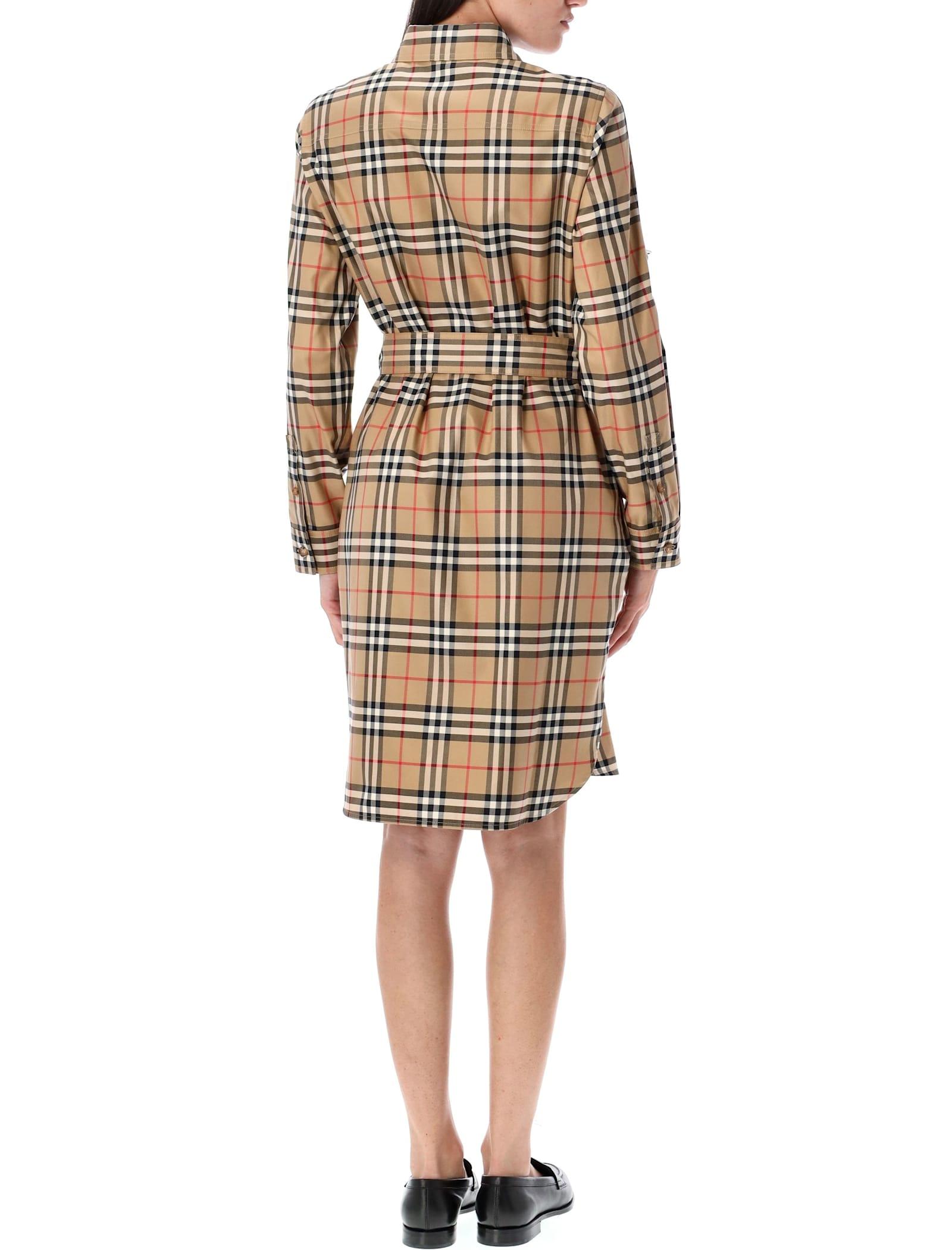 burberry vintage check cotton tie-waist shirt dress BURBERRY Vintage Check Cotton Tie-Waist Shirt Dress