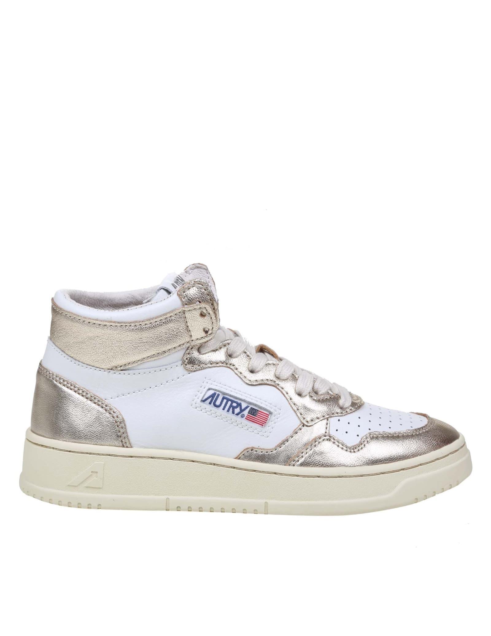 Autry Sneakers In And Gold Leather in White | Lyst