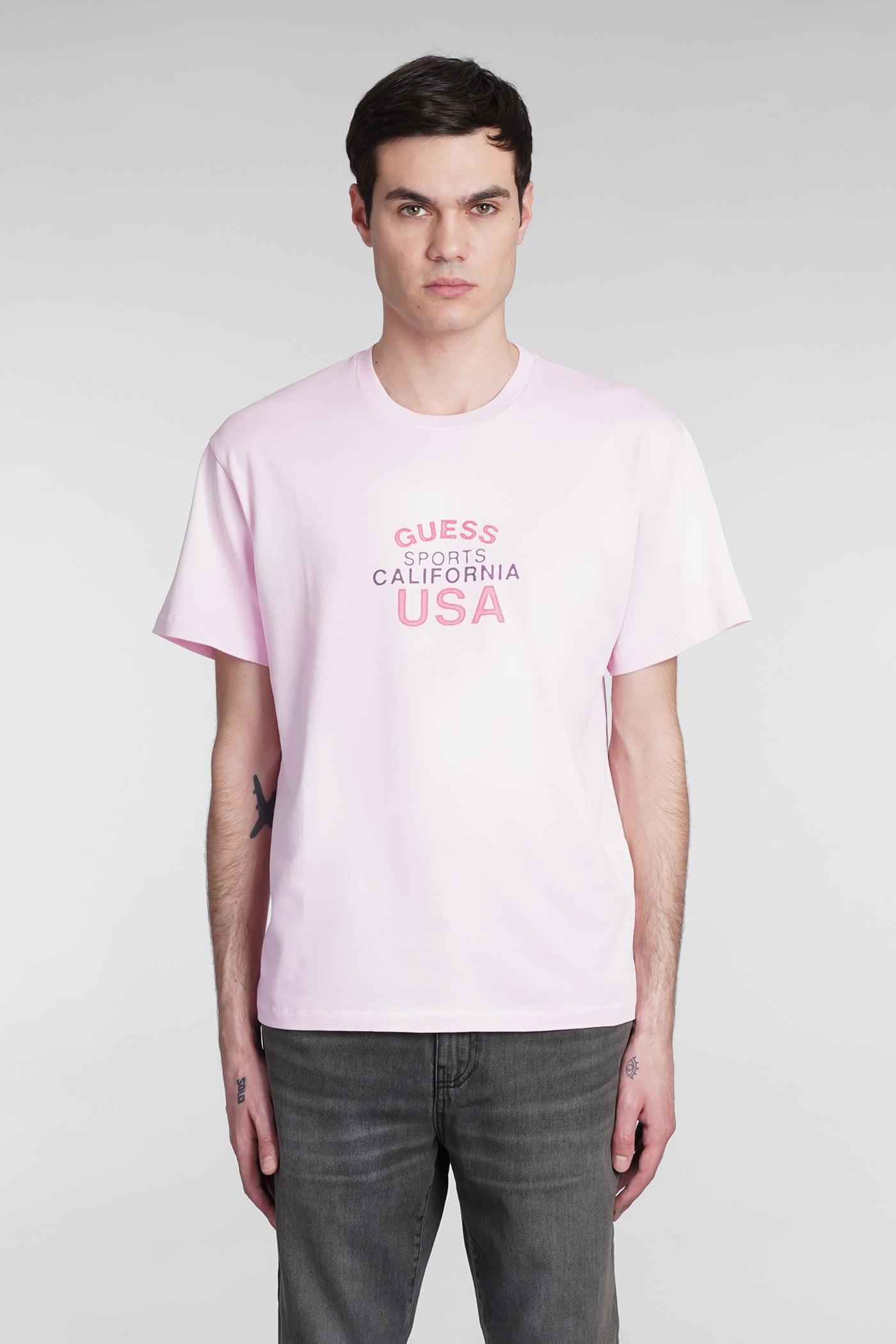 Guess T-shirt In Rose-pink Cotton in White for Men | Lyst