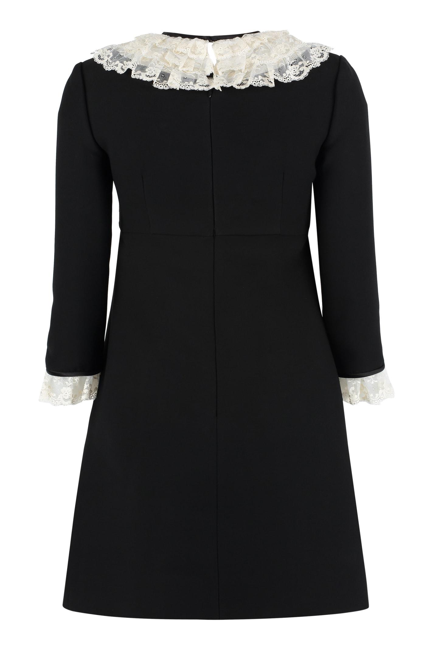 Miu Miu Lace Trimming Mini Dress in Black | Lyst