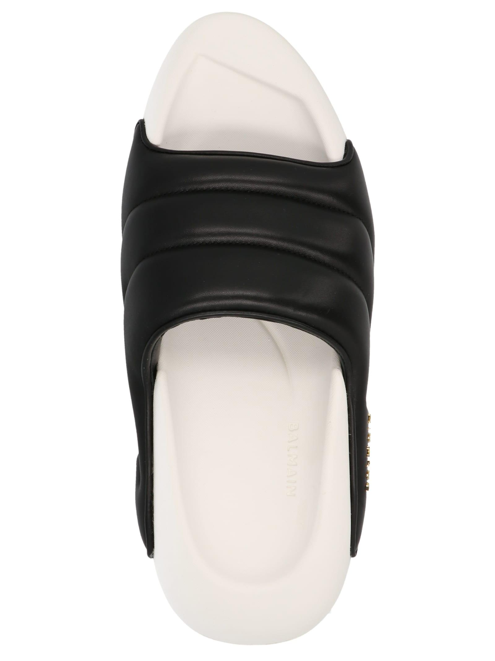 Balmain B-it Puffy Quilted Leather Slides in Black for Men | Lyst