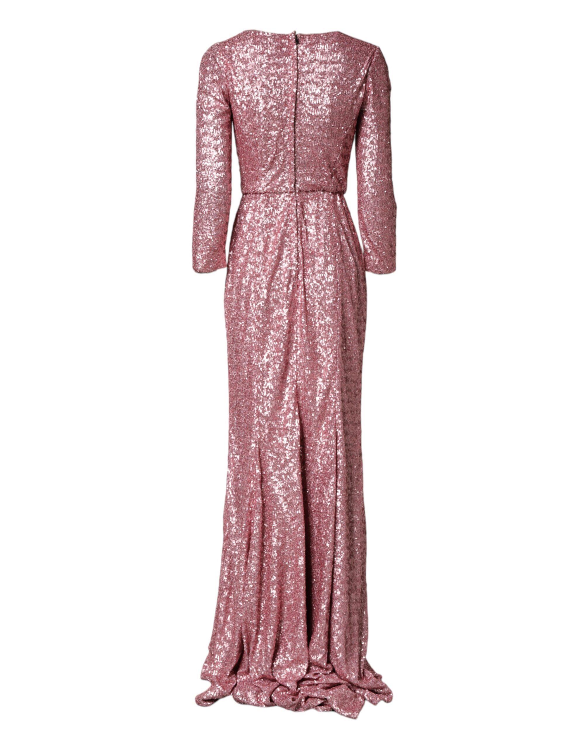 dolce and gabbana evening dresses & Black Bodycon Mermaid Sequinned Gown Dress laces on the back of the neck Dolce & Gabbana Brown Metallic