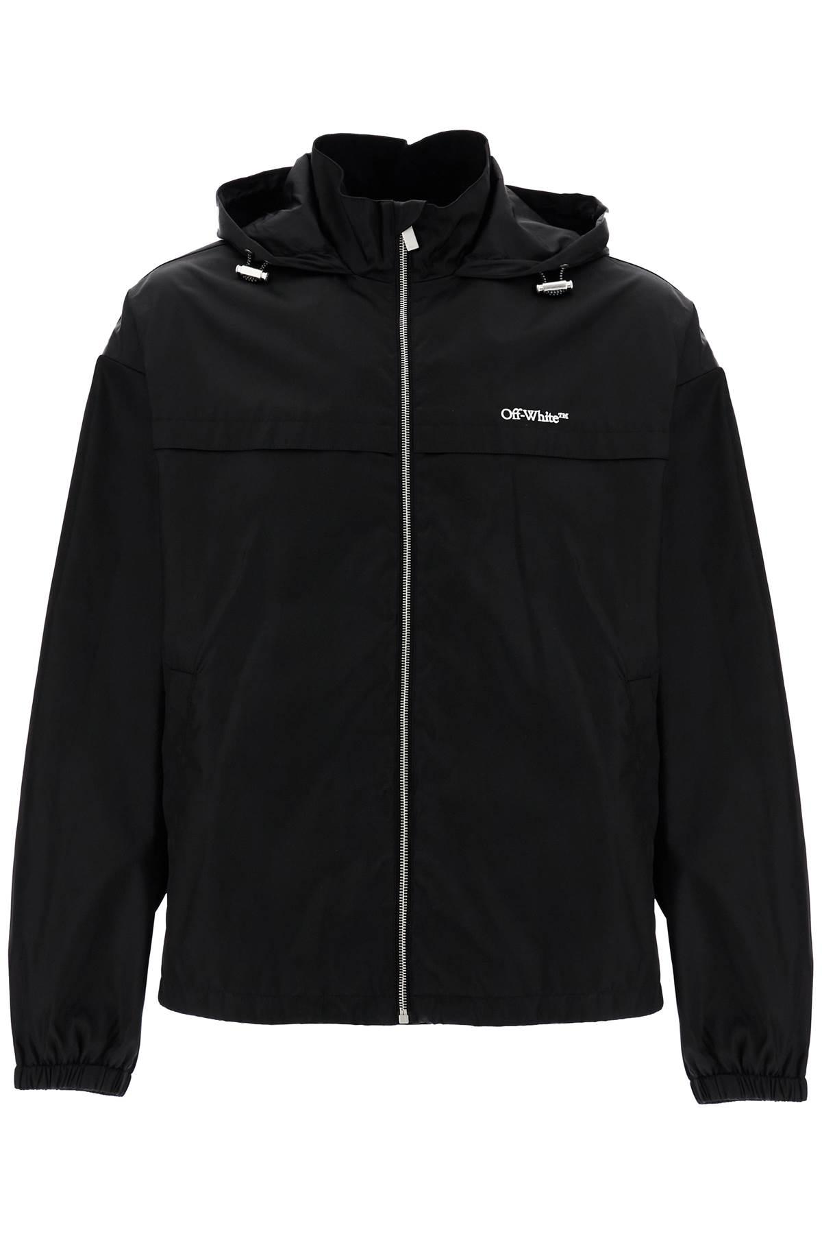 Off White c o Virgil Abloh Boxy Windbreaker Jacket With Hood in Black for Men Lyst UK