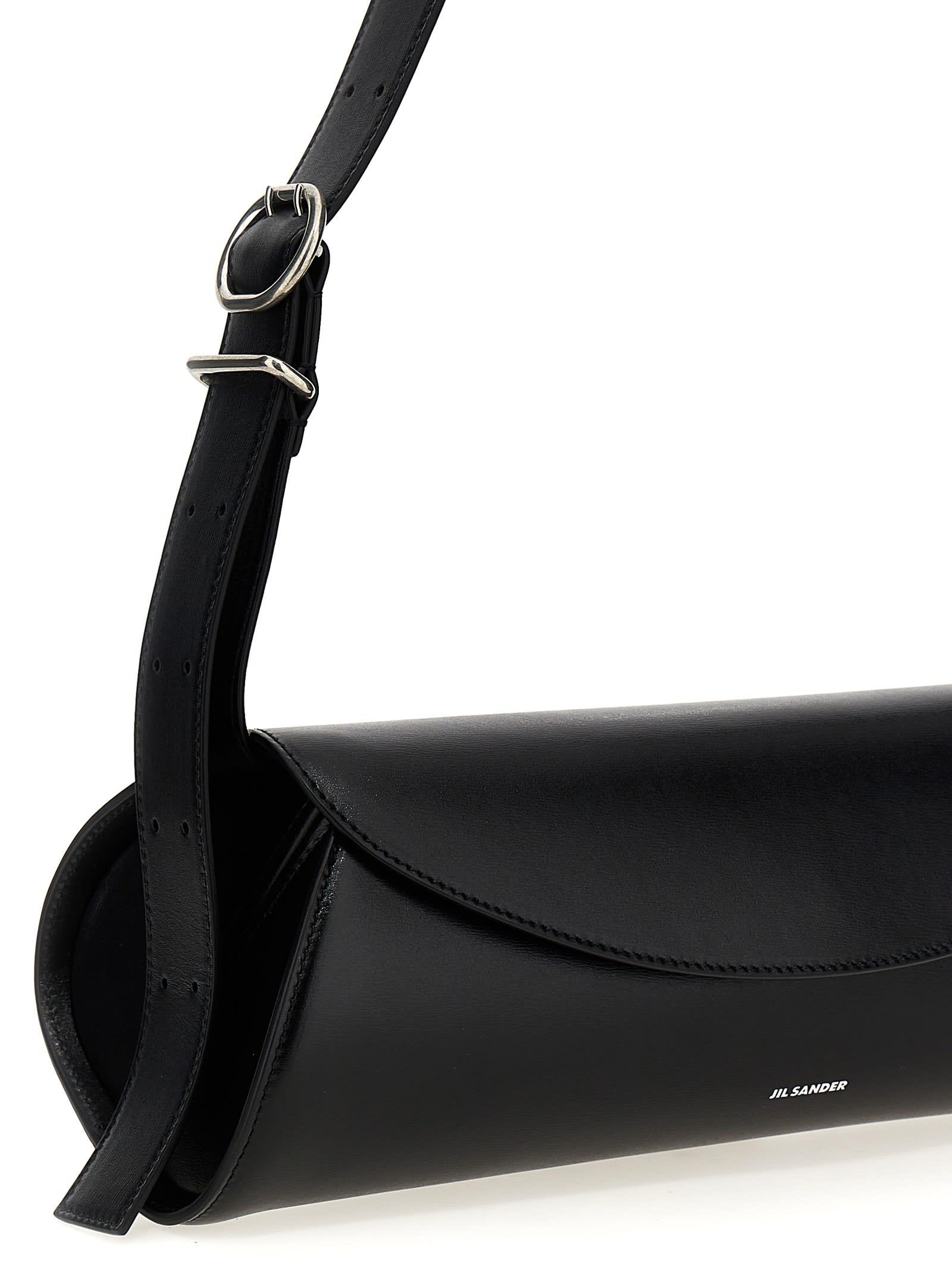 ショルダーバッグ・ポシェット Jil Sander Large Cannolo Shoulder Bag In Black Jil Sander Large Cannolo shoulder bag in black | TheDoubleF