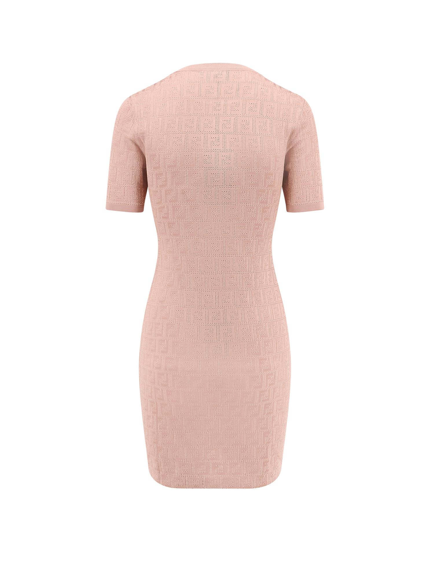 fendi beige dress Fendi Girls FF Jacquard Logo Dress in Beige main image 0