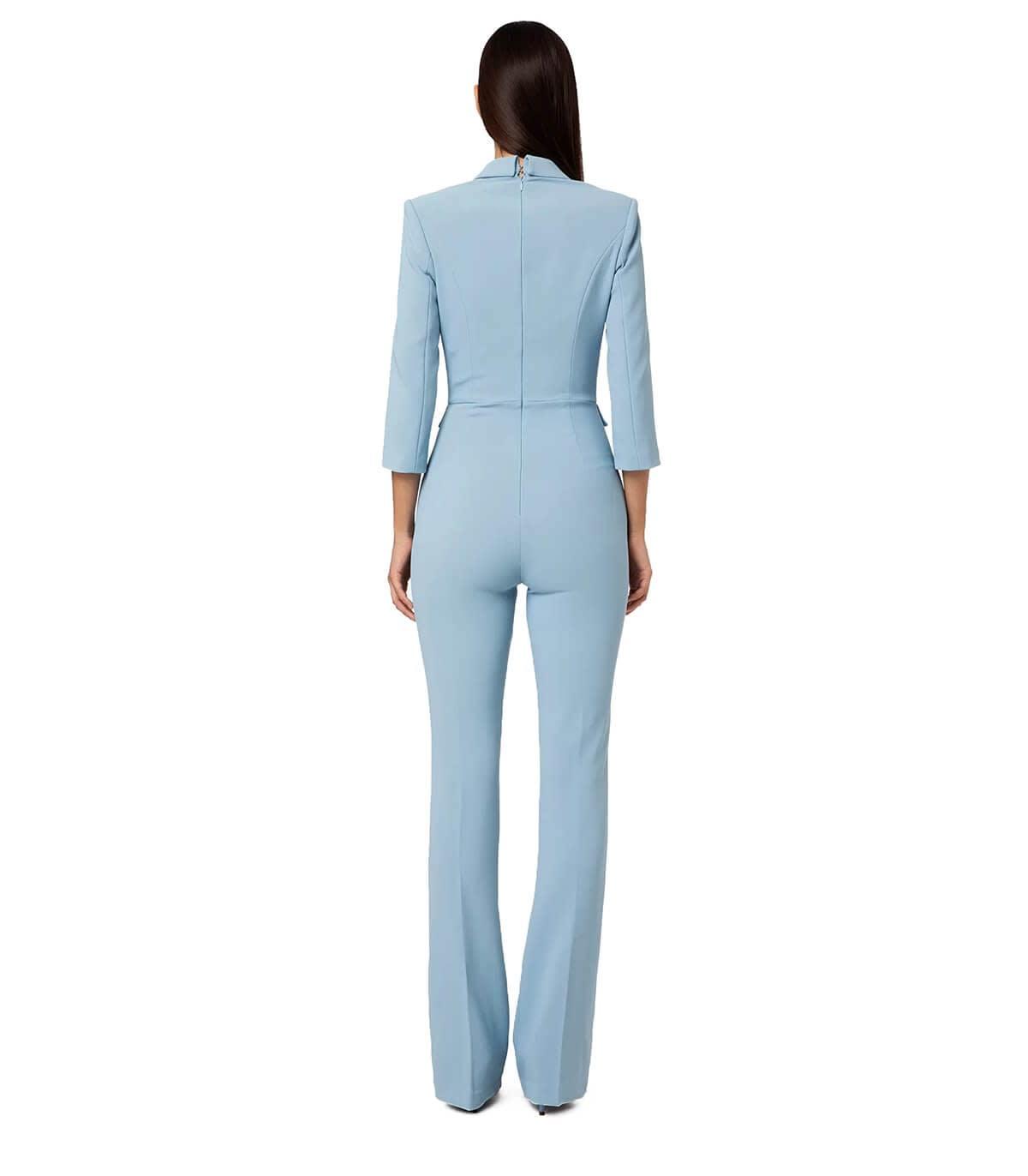 Elisabetta Franchi Sugar Paper Double Breasted Jumpsuit in Blue | Lyst