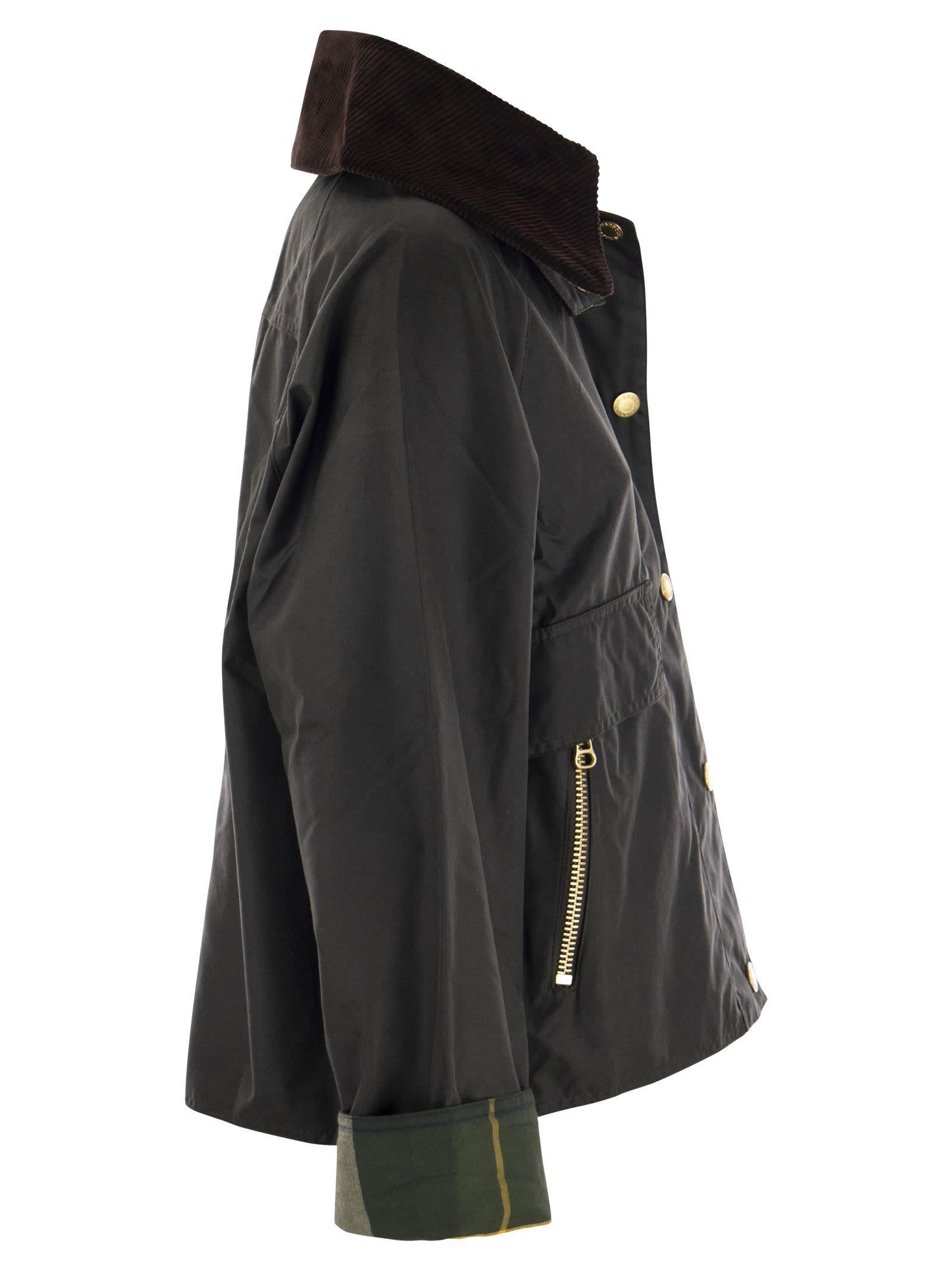 Barbour　catton wax jacket 0400019583697_BLACKSAGETARTAN?