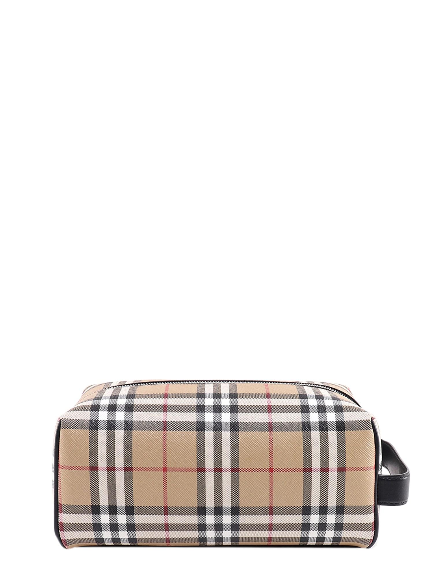 Burberry Beige Nova Check Canvas Cosmetic Handbag Wash Bag