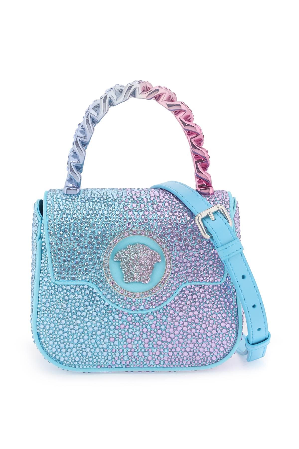 Versace La Medusa Mini Bag With Crystals in Blue
