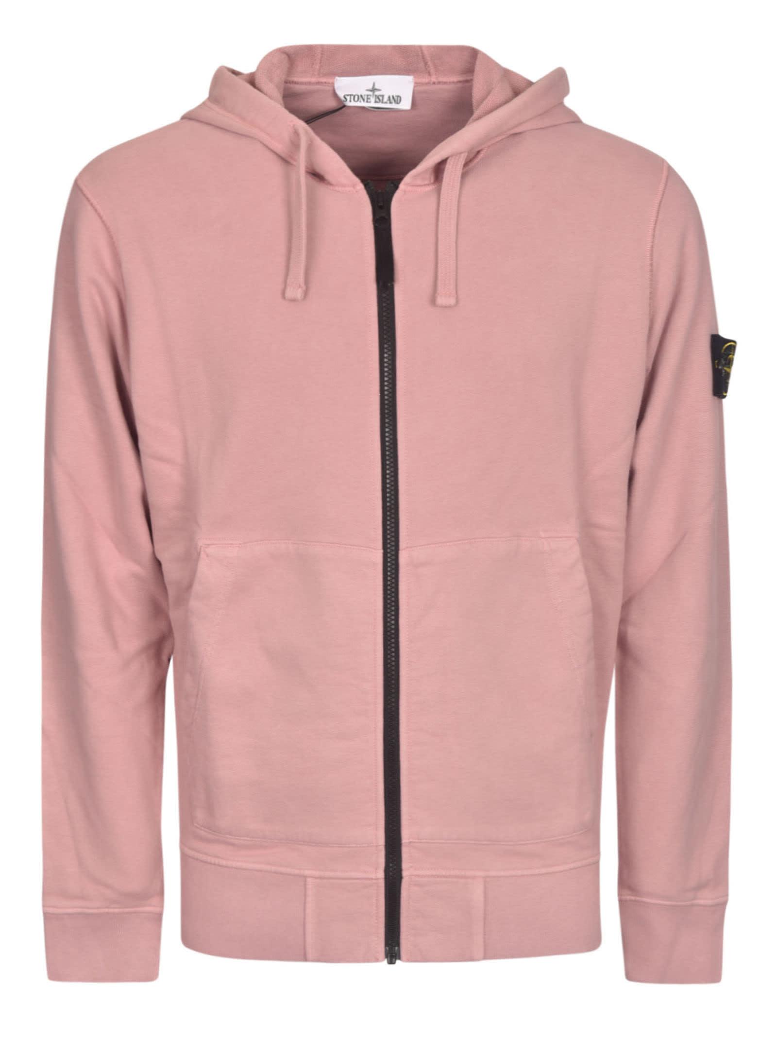 Stone Island Cotton Logo Sleeve Zip Hoodie in Pink for Men - Save 40% | Lyst