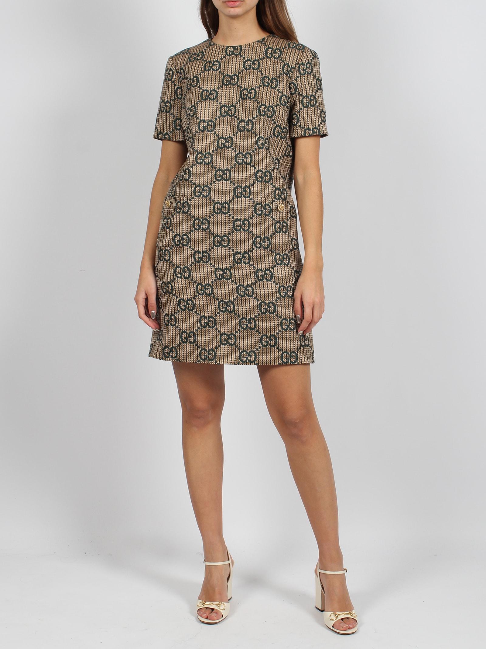 【送料&関税込】Gucci Embroidered Wool Mini Dress GUCCI GG-Jacquard Checked Wool Mini Dress | endource