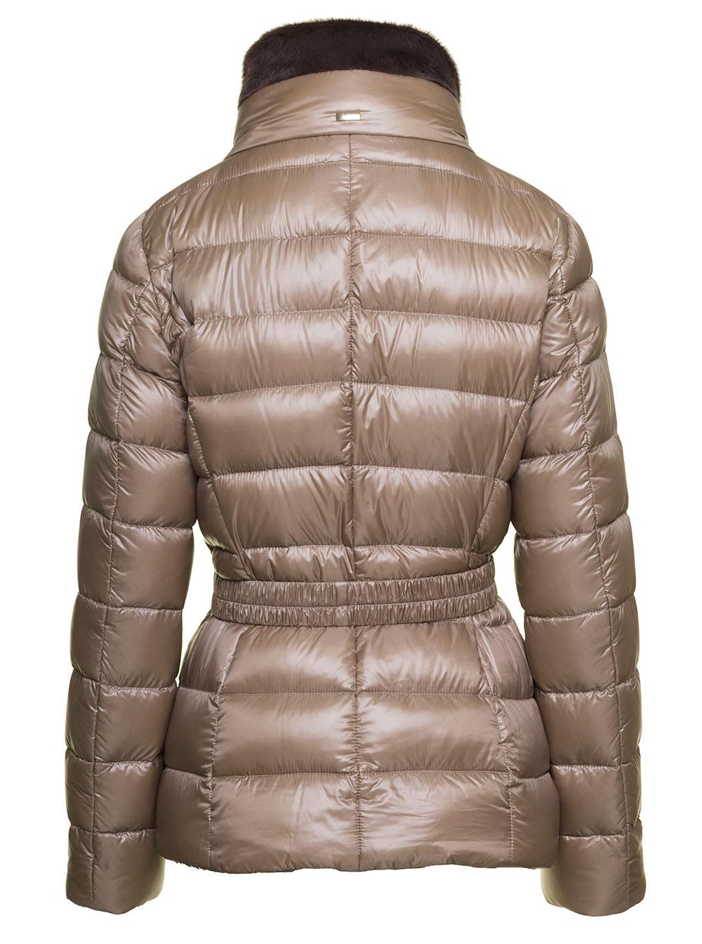 Herno Claudia' Down Jacket With Fur Trim And Belt In Nylon
