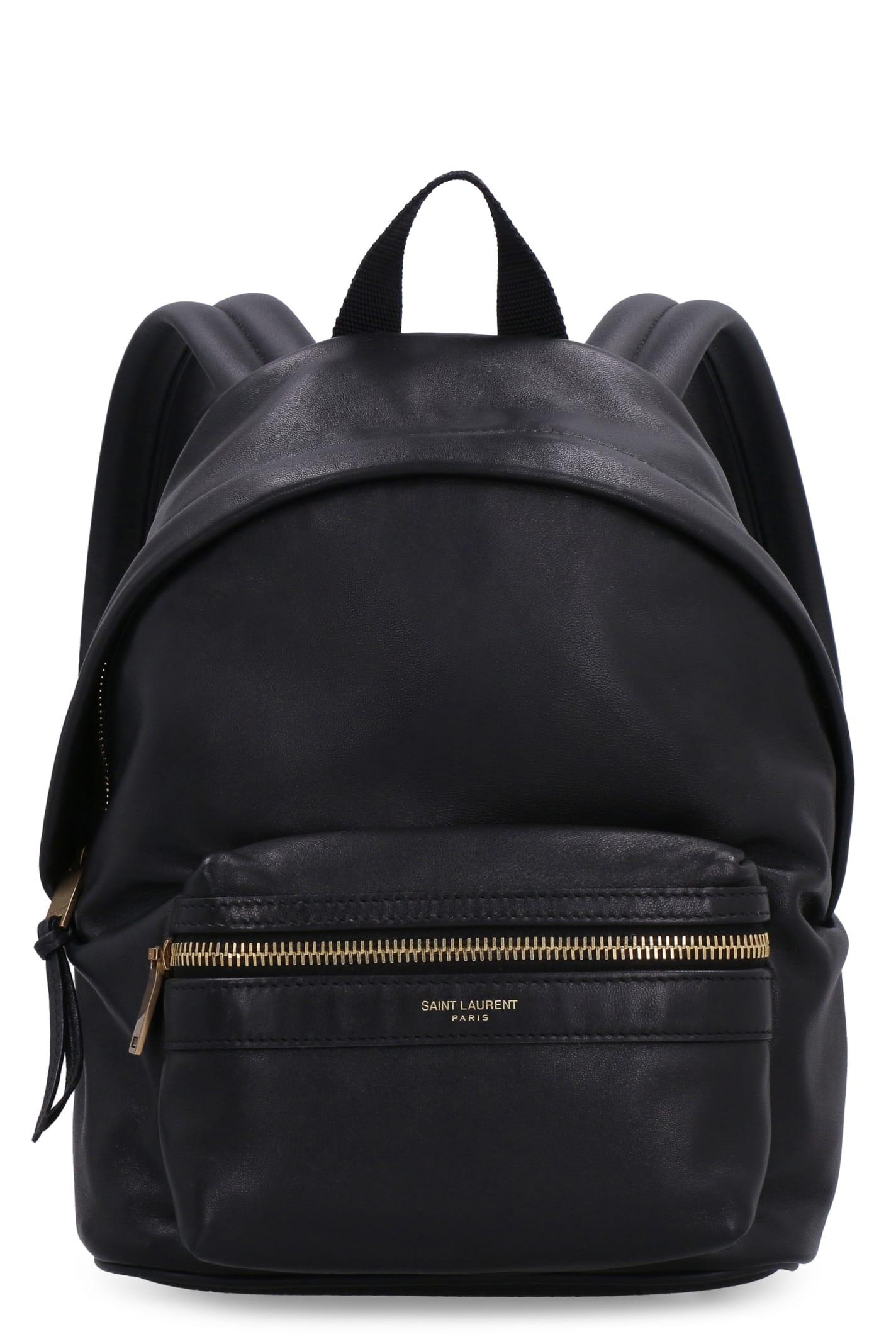 YSL Mini Toy City Embroidered Backpack in Black Leather